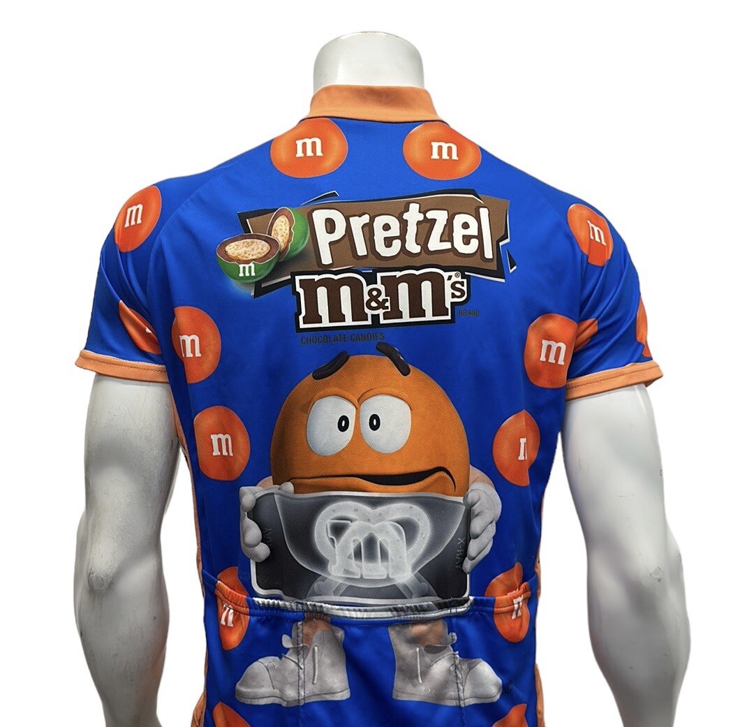 V-Gear Pretzel M&M Candies Race Cut Blue Orange Cycling Jersey Adult Medium EUC