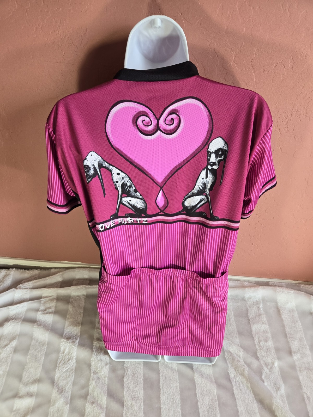 Primal Wear Womens 3/4 Zip Cycling Jersey Love Hurtz Heart Greyhound Dog Size XL