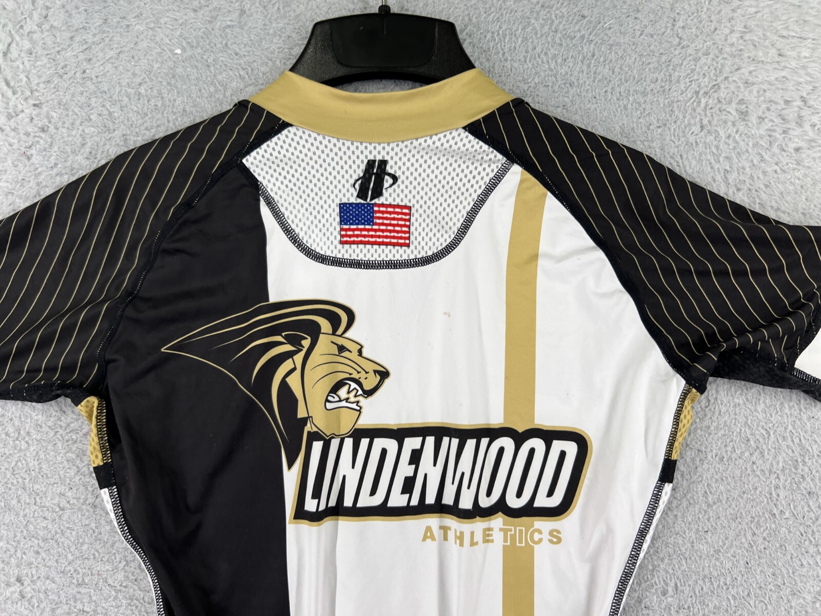 Hincapie Cycling Jersey Adult 2XS XXS Black Gold Lindenwood Athletics Full ZIp