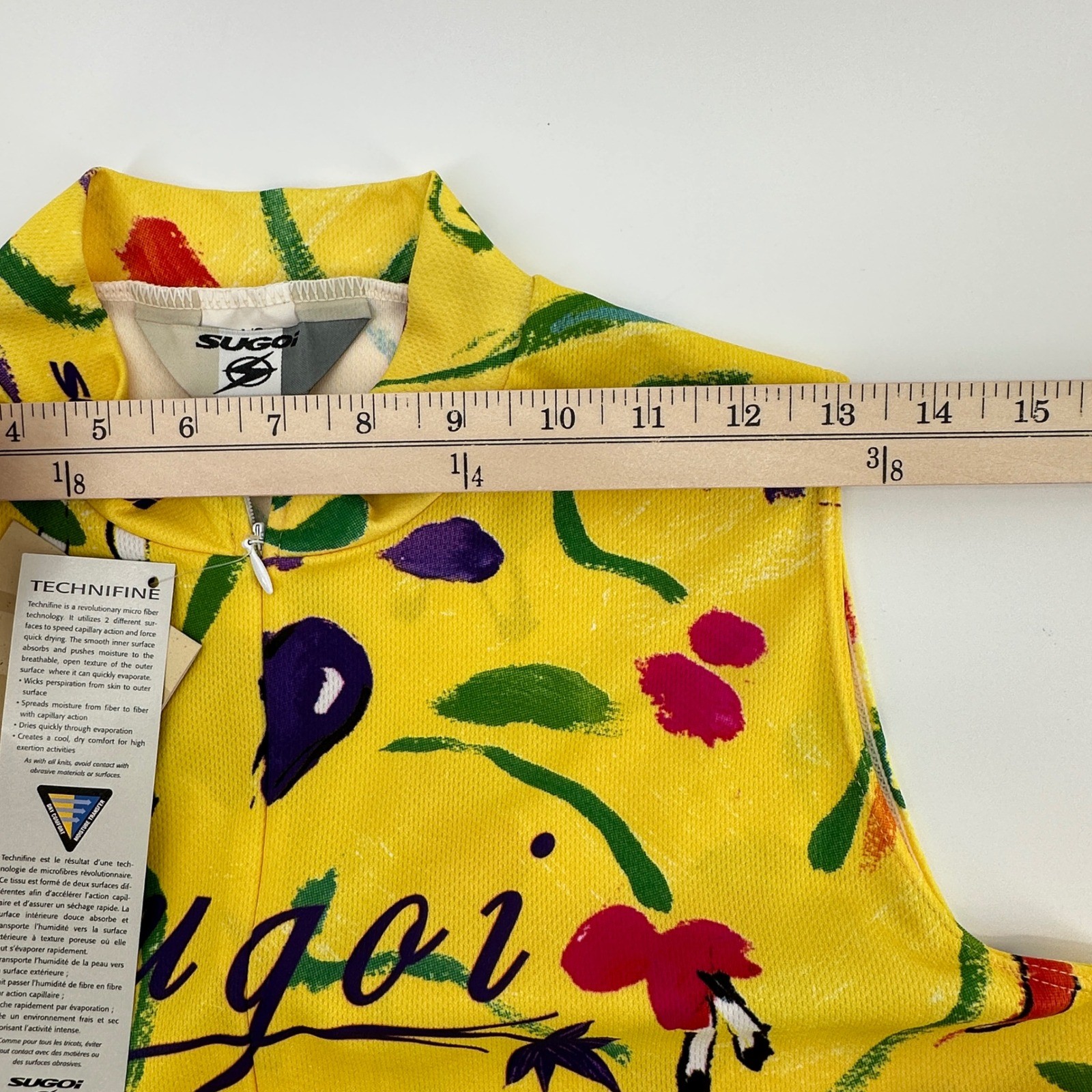 Sugoi Cycling Jersey Women Large Yellow Floral Technifine Sleeveless NEW Zip Top