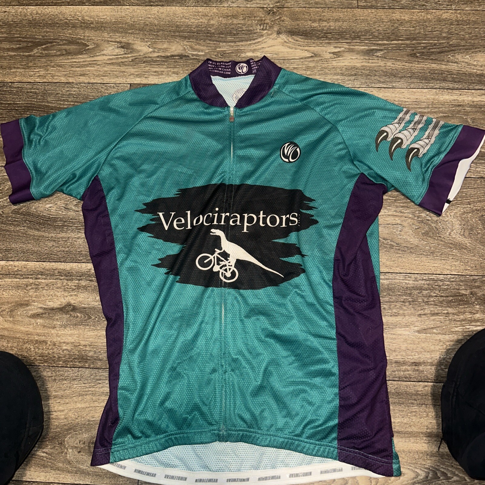 Nimblewear Velociraptors Cycling Jersey Men’s Large Full Zip #WW