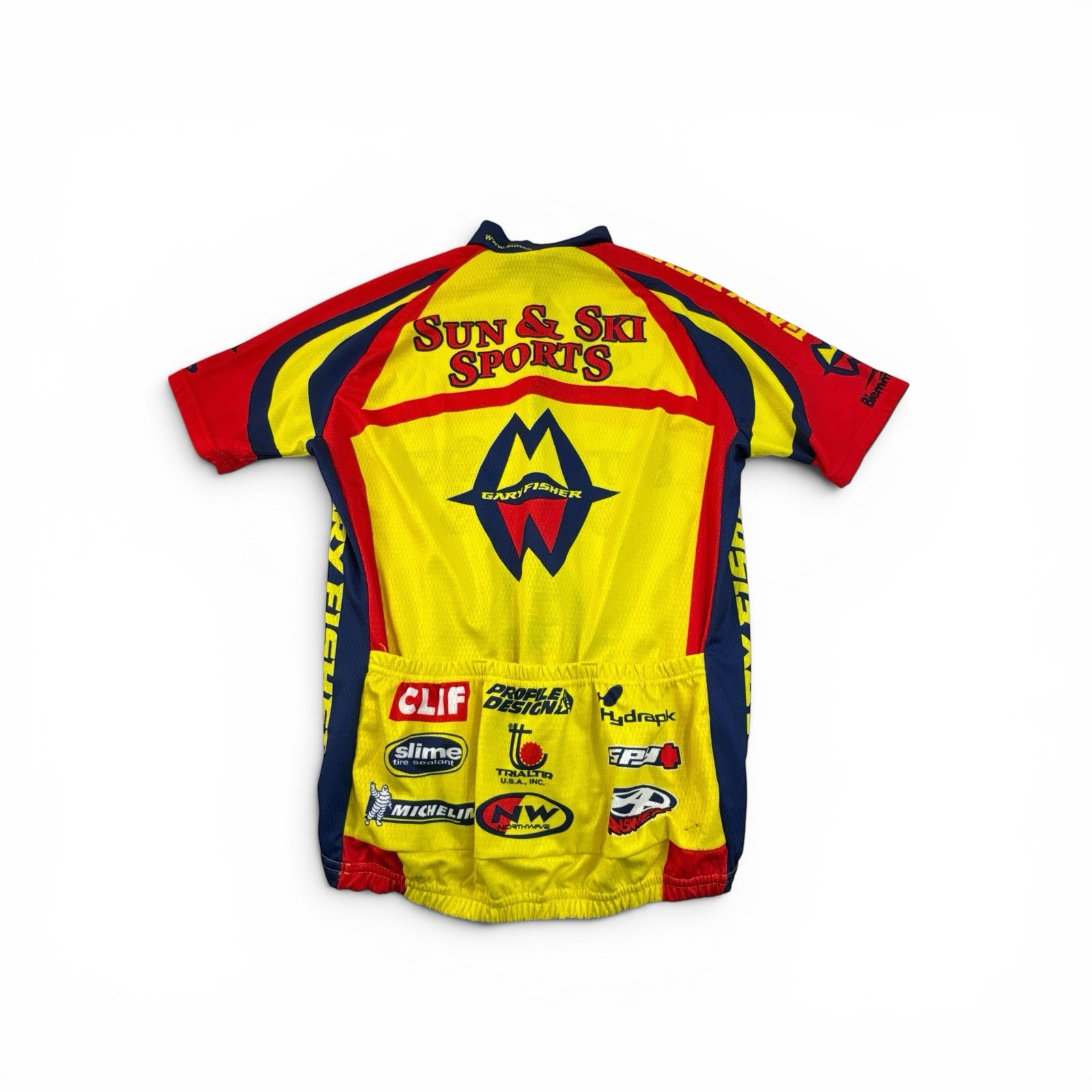 Vintage Y2K Gary Fisher Michelin Cycling Jersey Size 3 Small Yellow Red