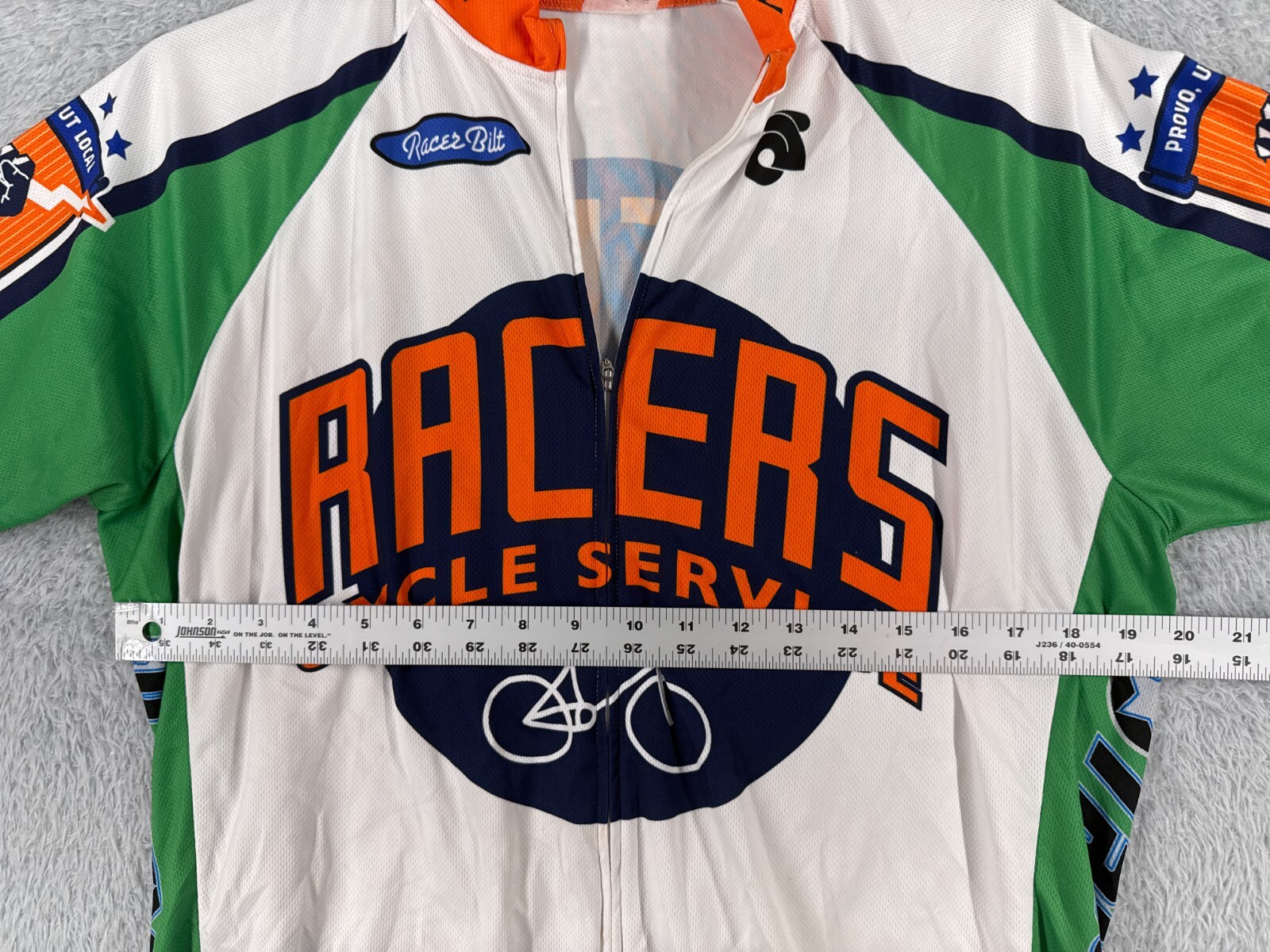 Champsys Cycling Jersey Adult 2XL XXL Green Orange Full Zip Racers Cycle Service