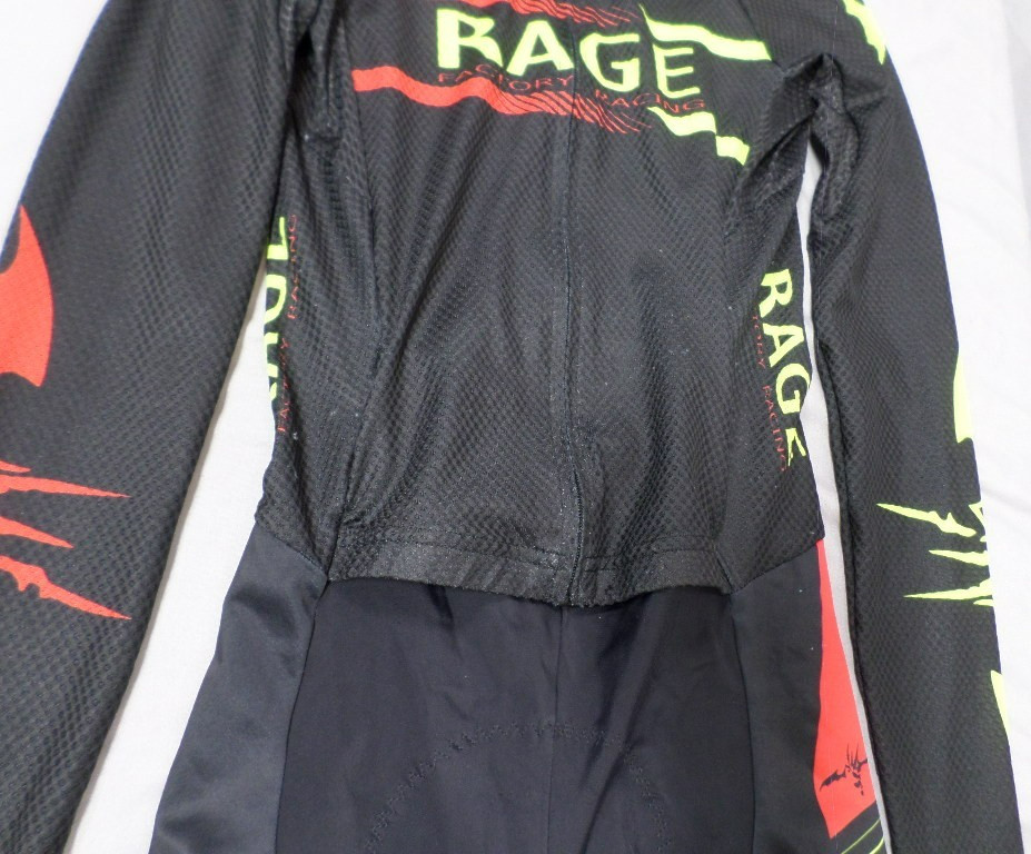 DESIGNER RAGE FACTORY CYCLING PADDED BLACK RED & YELLOW SUIT SIZE X-SMALL