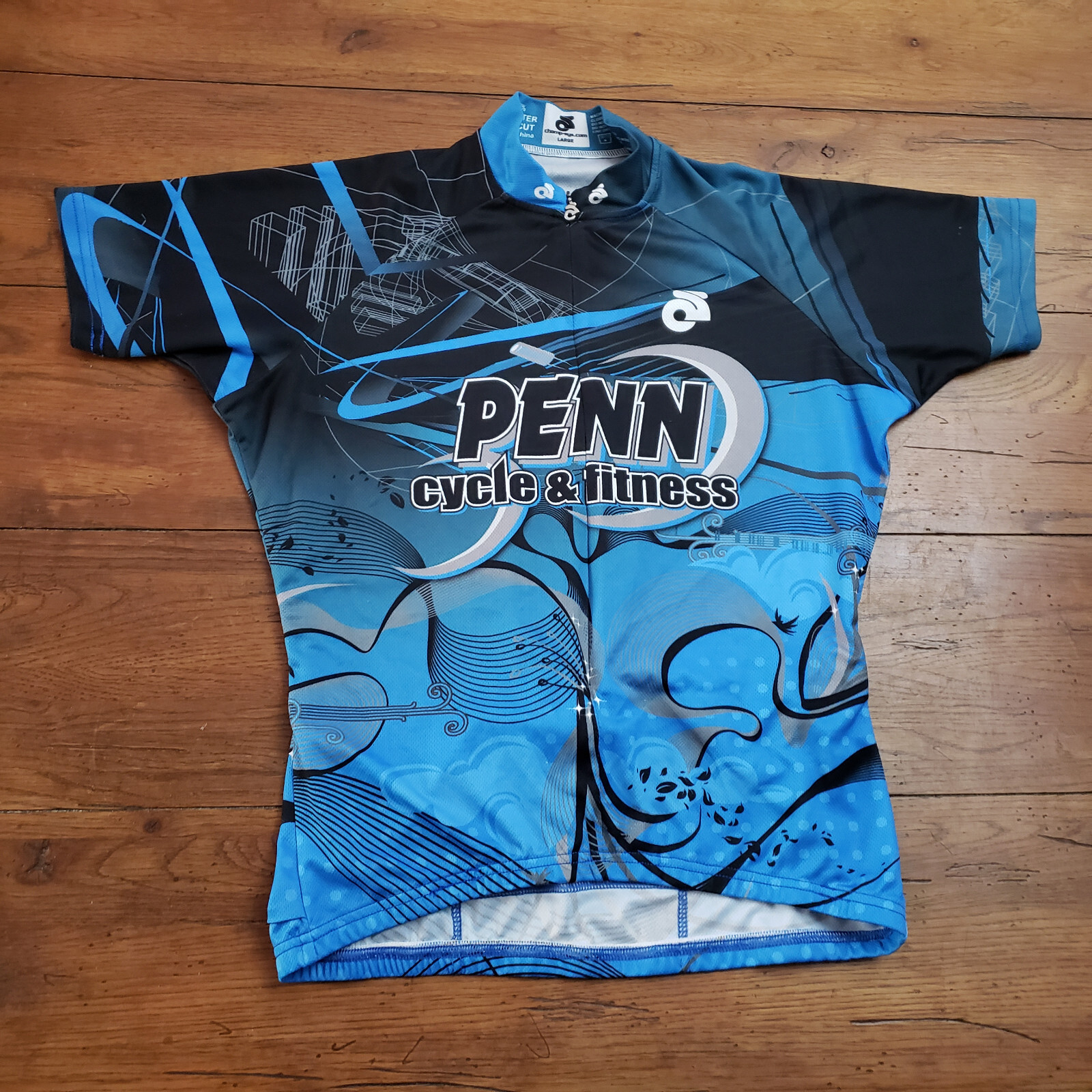 Champion System Large Cycling Jersey Race Cut SS Road Bike Pockets L Blue