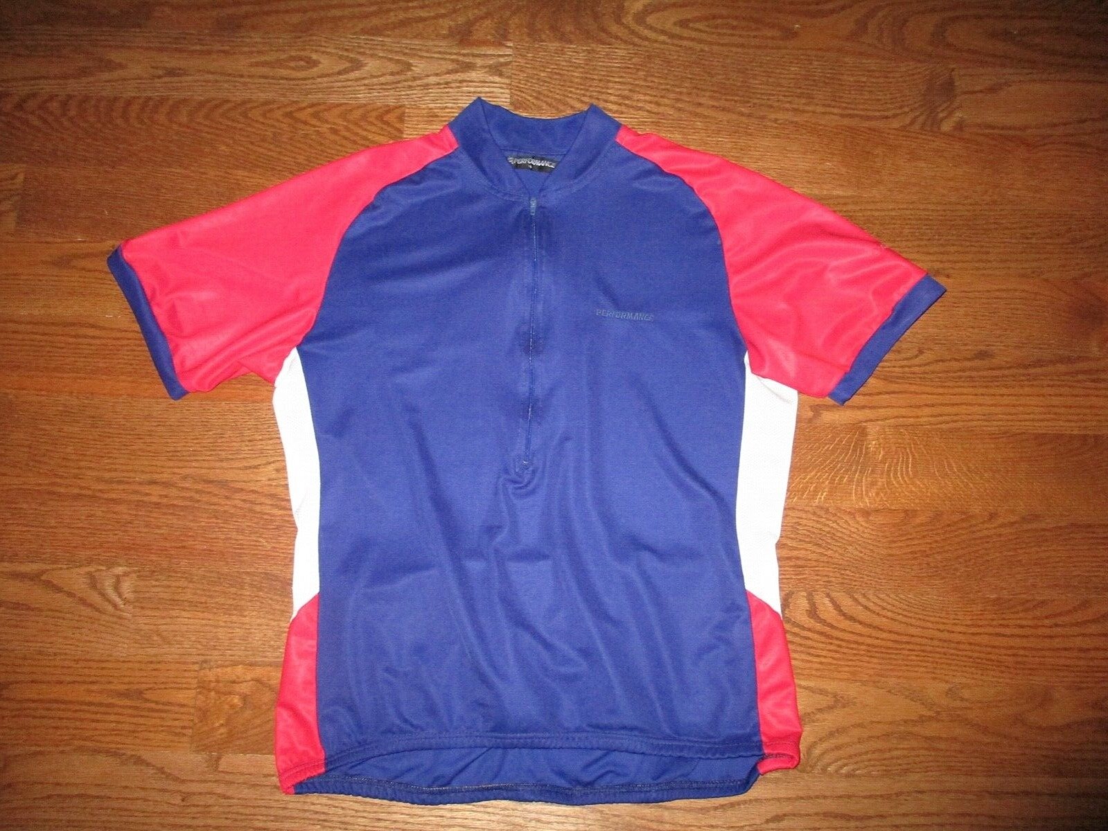 Mens VTG Performance Multi-Color 1/2 Zip Short Sleeve cycling Jersey Sz. L