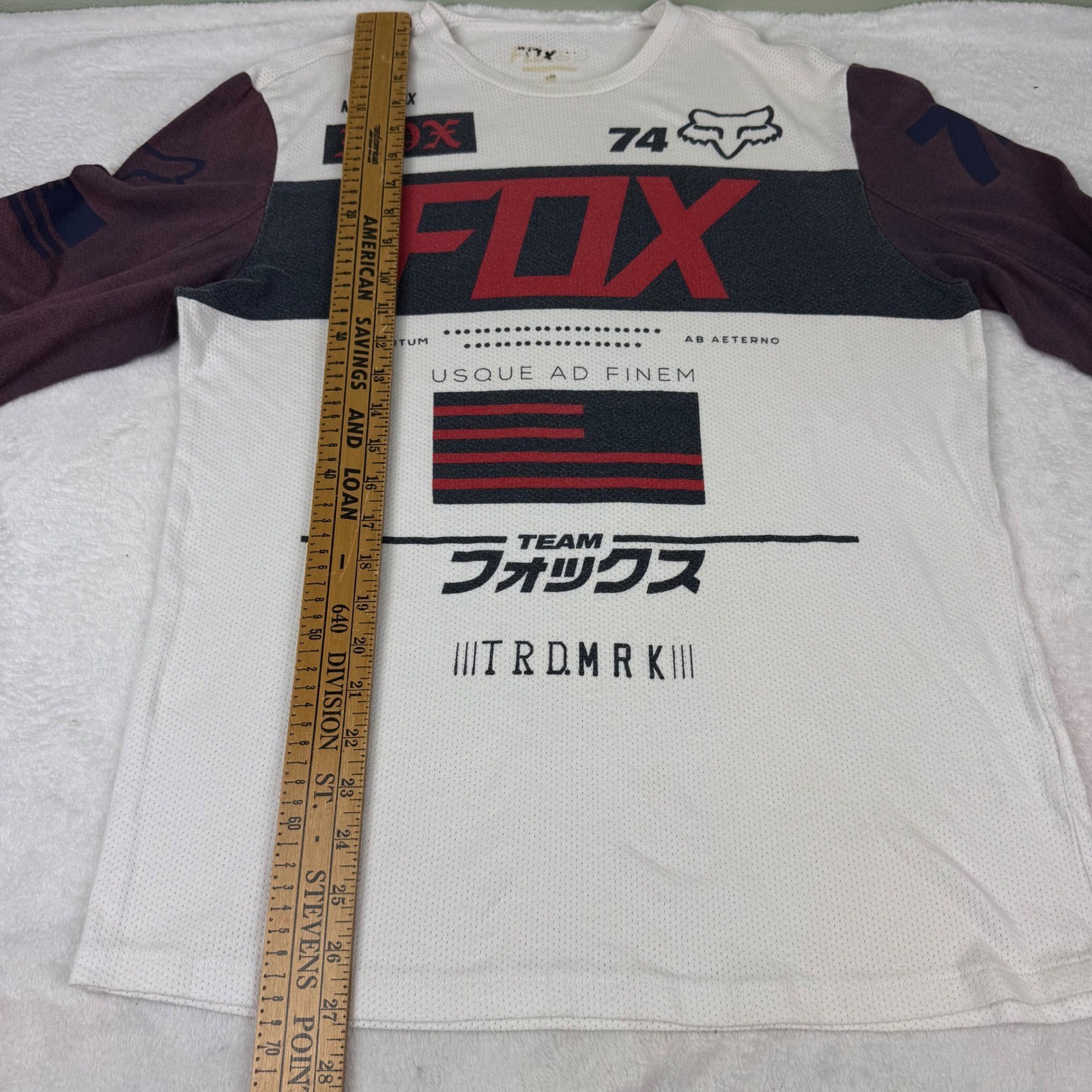 Fox Racing Mens Long Sleeve Mesh Motocross Jersey White Maroon Graphic Medium