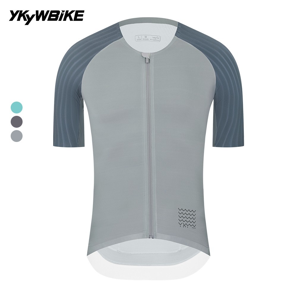 YKYWBIKE Pro Men Cycling Jersey Collarless Aerodynamic Raglan Short Sleeve Tops