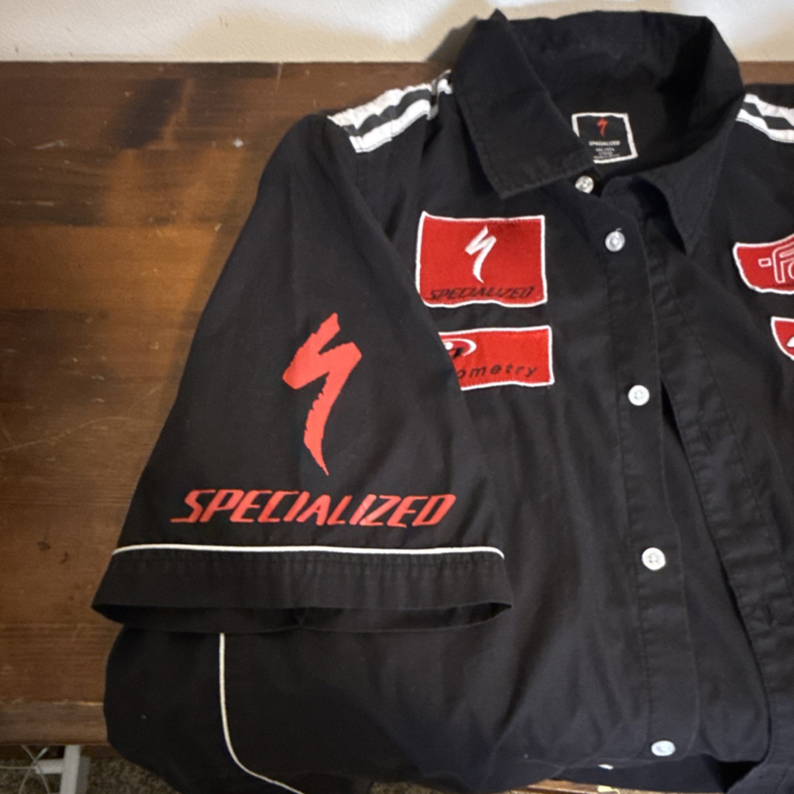 Specialized Men’s XL Shop Shirt Black Solid Button-Up Collared Short Sleeve