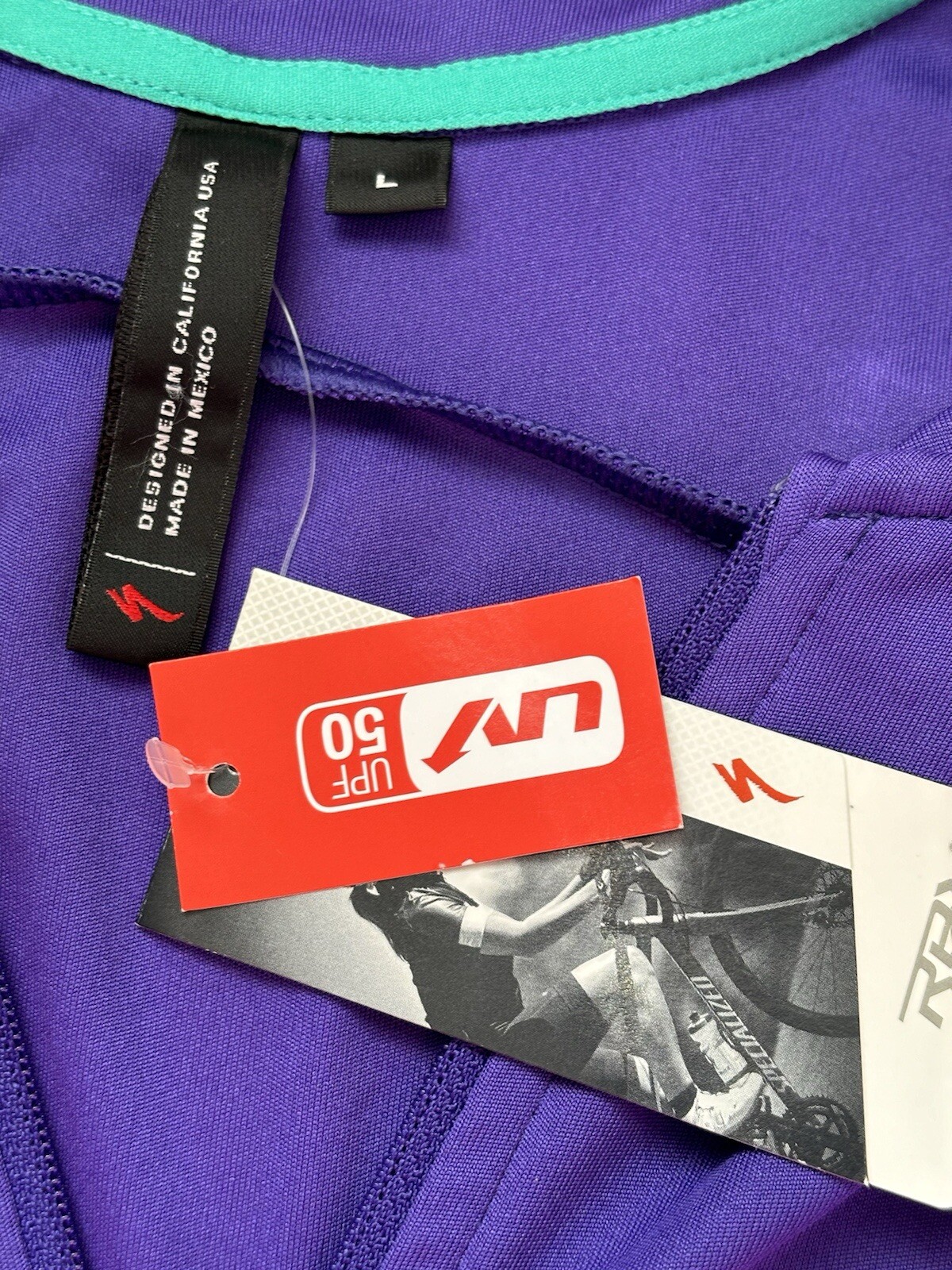 RBX Sport Jersey Top Women’s Large Indigo Purple UPF 50 Back Pockets Long Sleeve