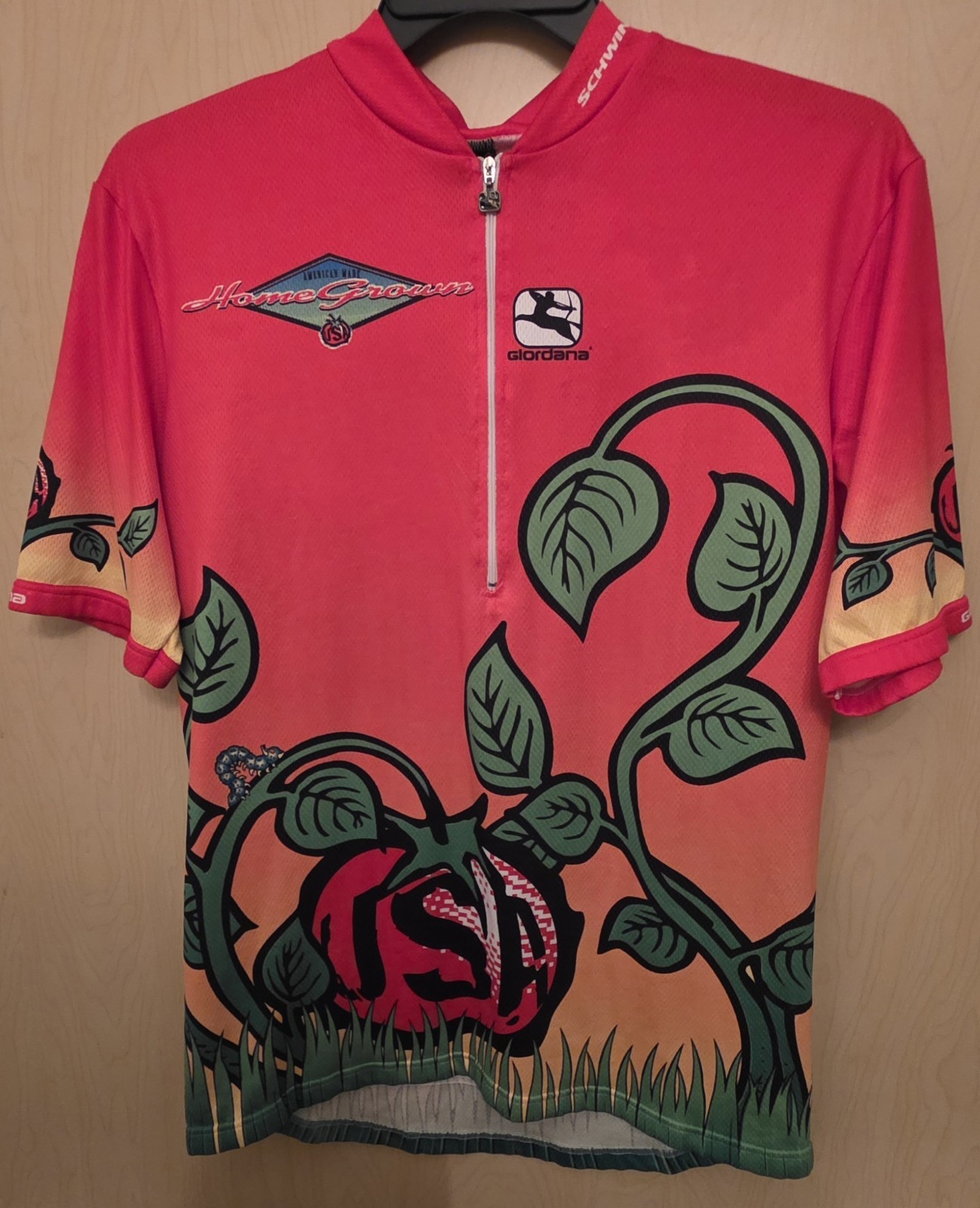 Giordana Men’s Graphic Pt 1/2 Zip Front Cycling Jersey Top w Back Pocket Size ?
