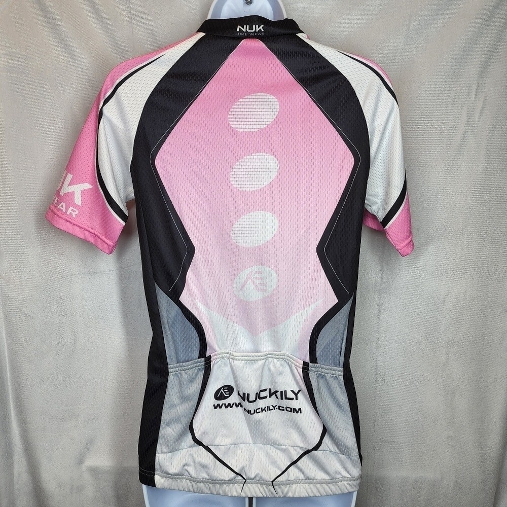 Nuckily SIze M Full Zip Cycling Jersey Pink Black White Women’s