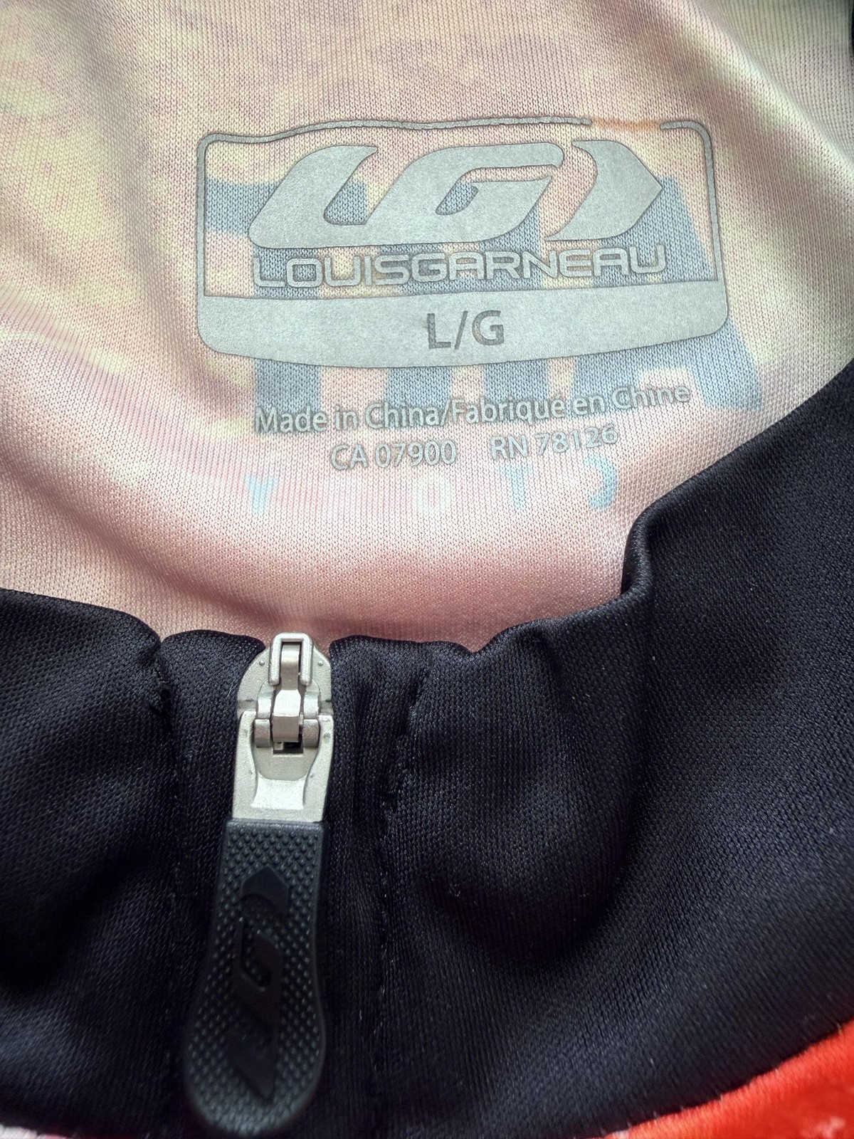 Louis Garneau Art Cycling Jersey Mens Large Black Rainbow Graphic Full Zip