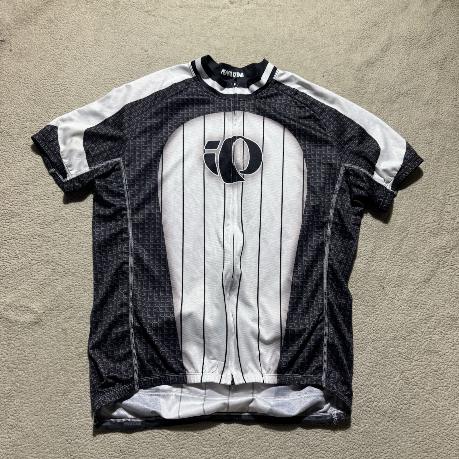 Pearl Izumi Cycling Jersey Adult XL Black White Striped Short Sleeve Stretch