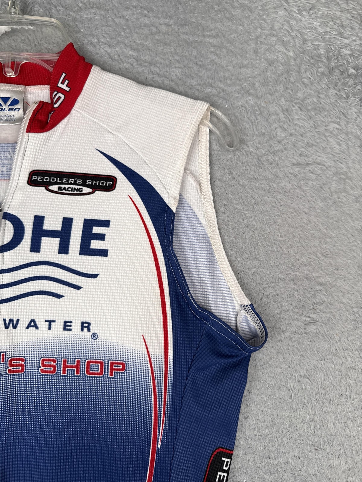 Voler Cycling Jersey Mens Medium Blue Grohe Tank Full Zip Pockets USA Bike