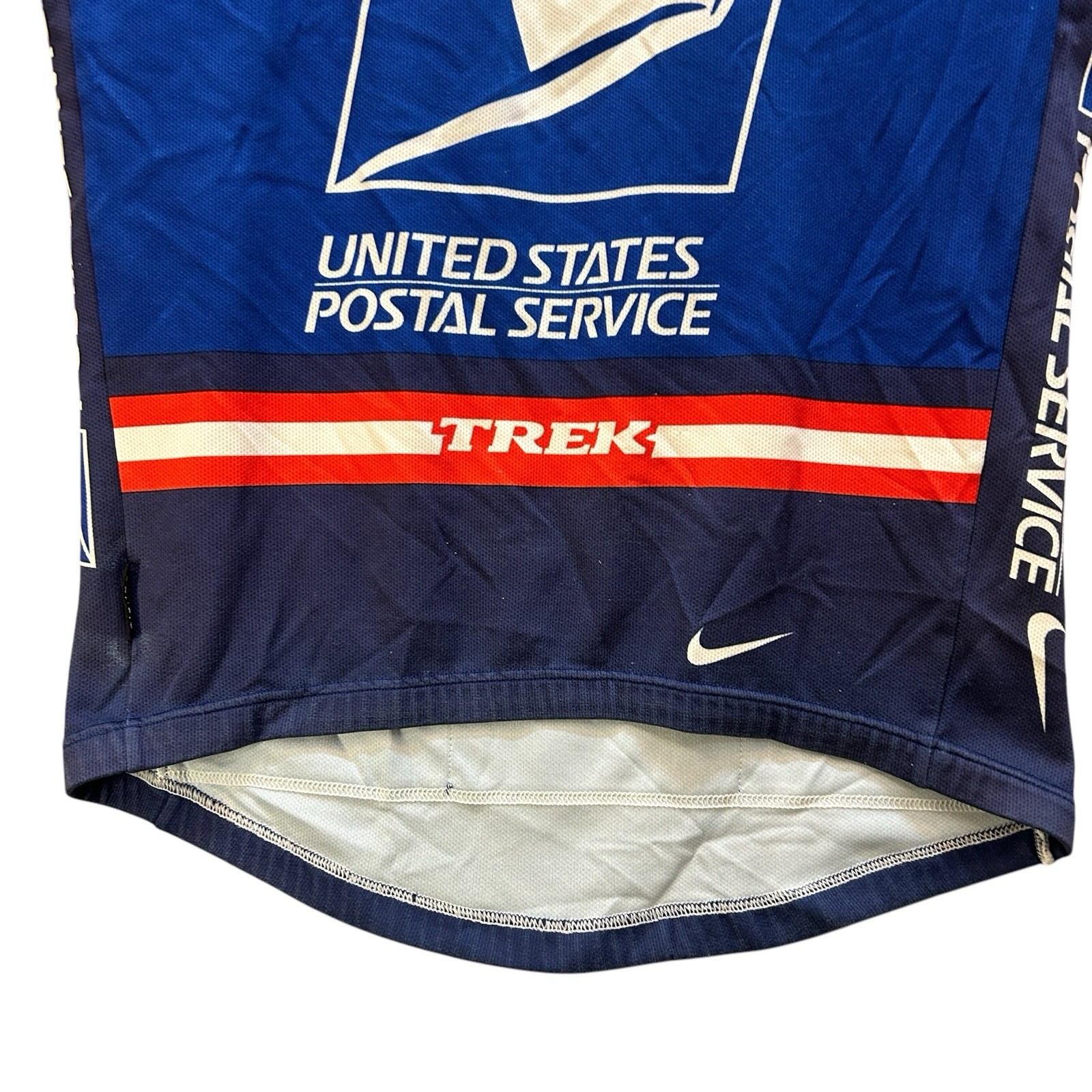 Nike Dri Fit Mens Trek Subaru USPS Postal Service Y2K Cycling Jersey Blue Medium