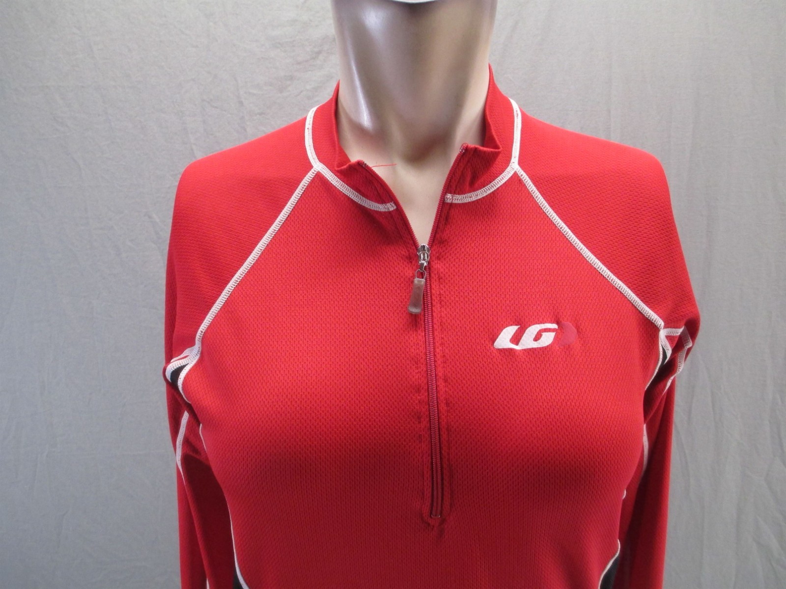 Louis Garneau Size M Womens Red Cycling Compression 1/4 Zip Long Sleeve Top 756