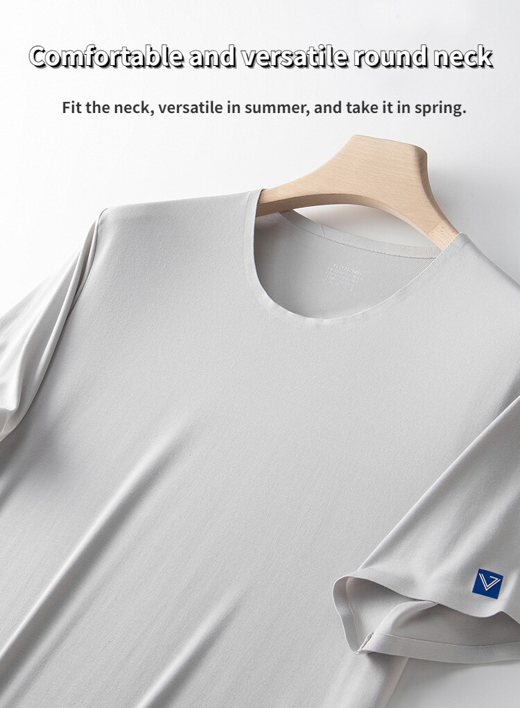 Casual Fashion Men’s Short Sleeve T-shirt Solid Color Basic Tee Comfortable Top