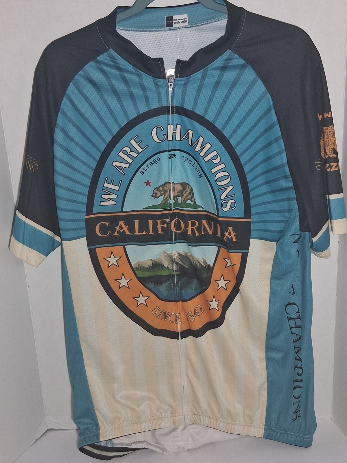 Strago Cycling Shirt Mens XXX Large Zip Up Cool Max With Rear Pockets Brand New