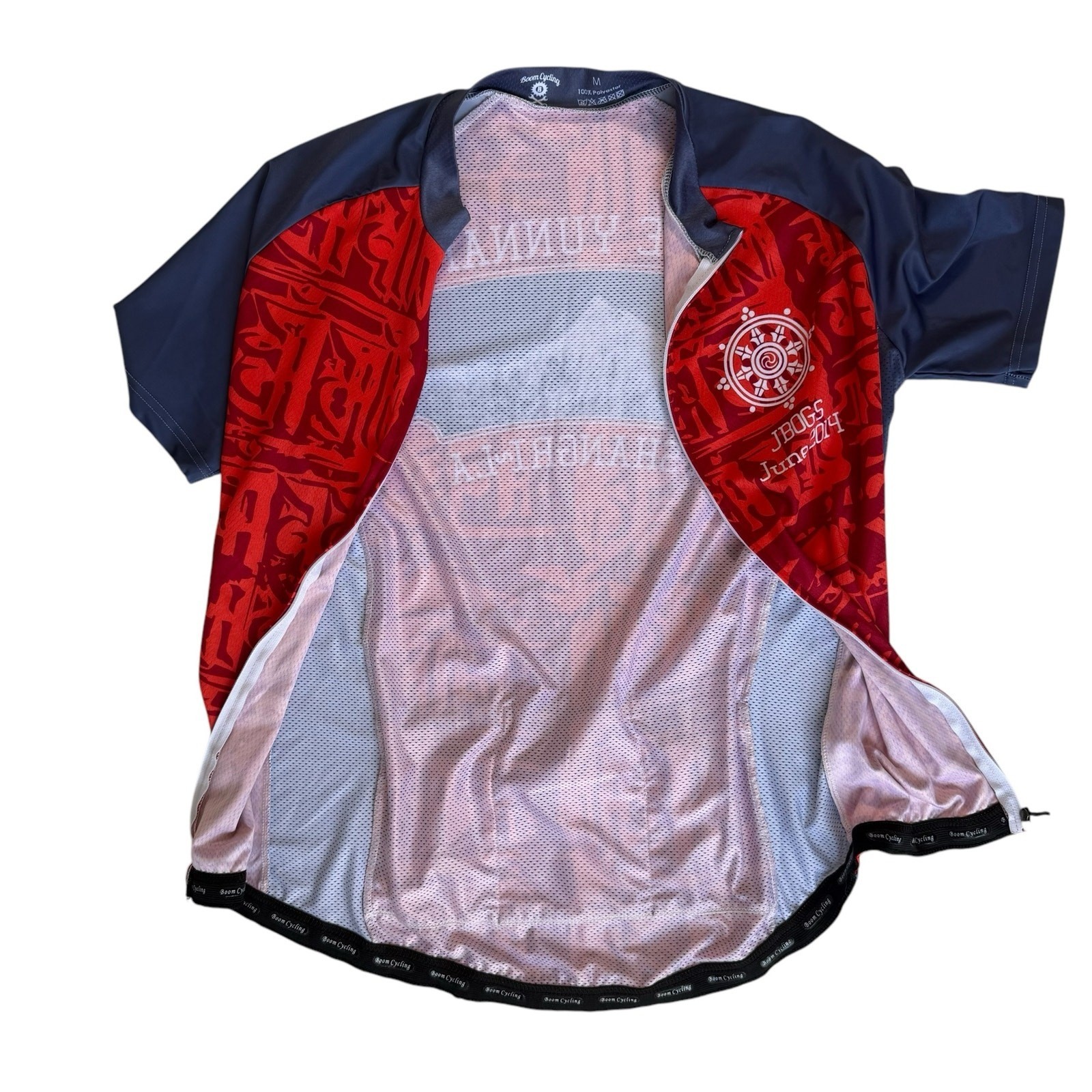 Mens Athletic Full Zip Cycling Jersey Shirt Medium Red Gray China Graphic Sport