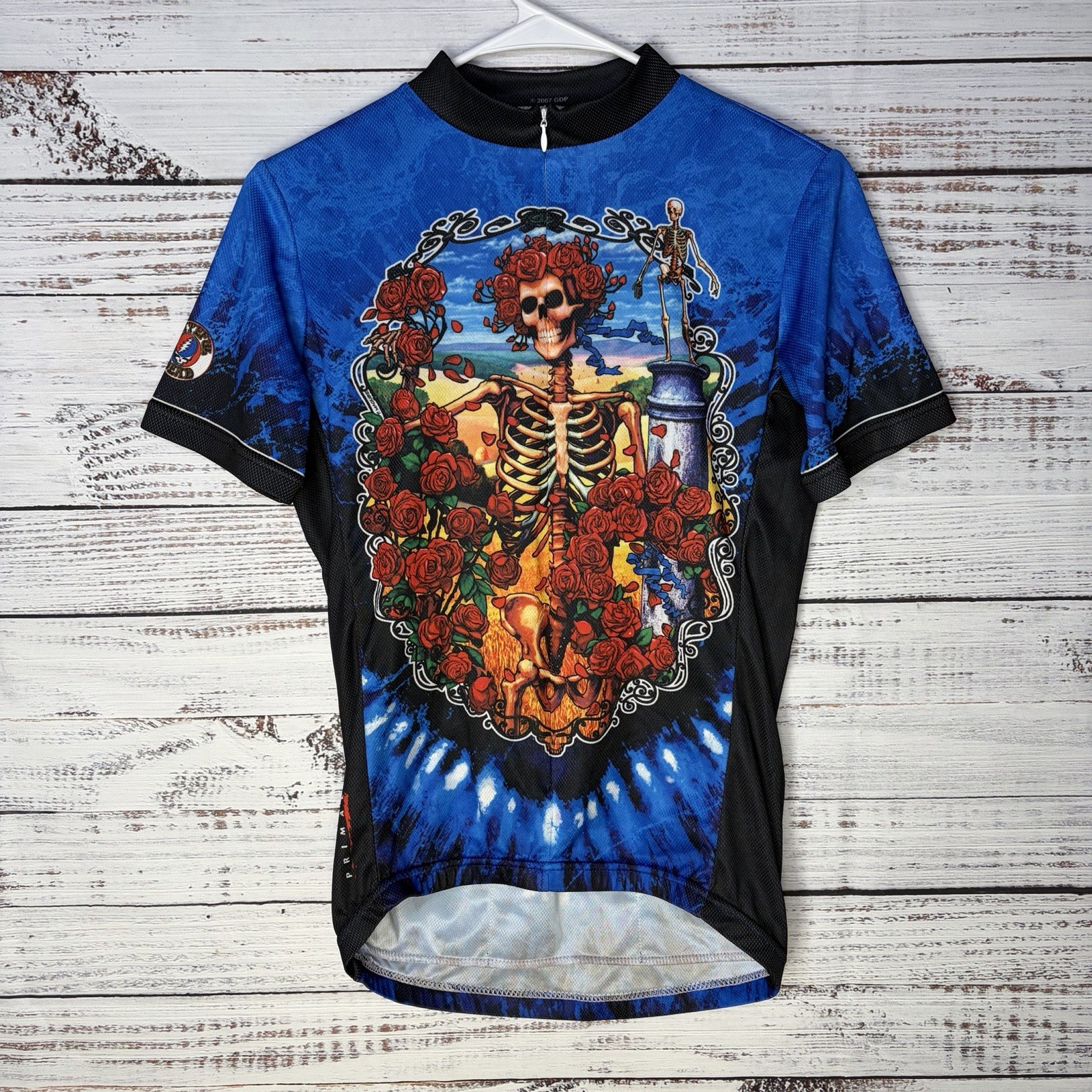 Primal Wear Grateful Dead Cycling Jersey Shirt Full Zip Skeleton Bertha Small