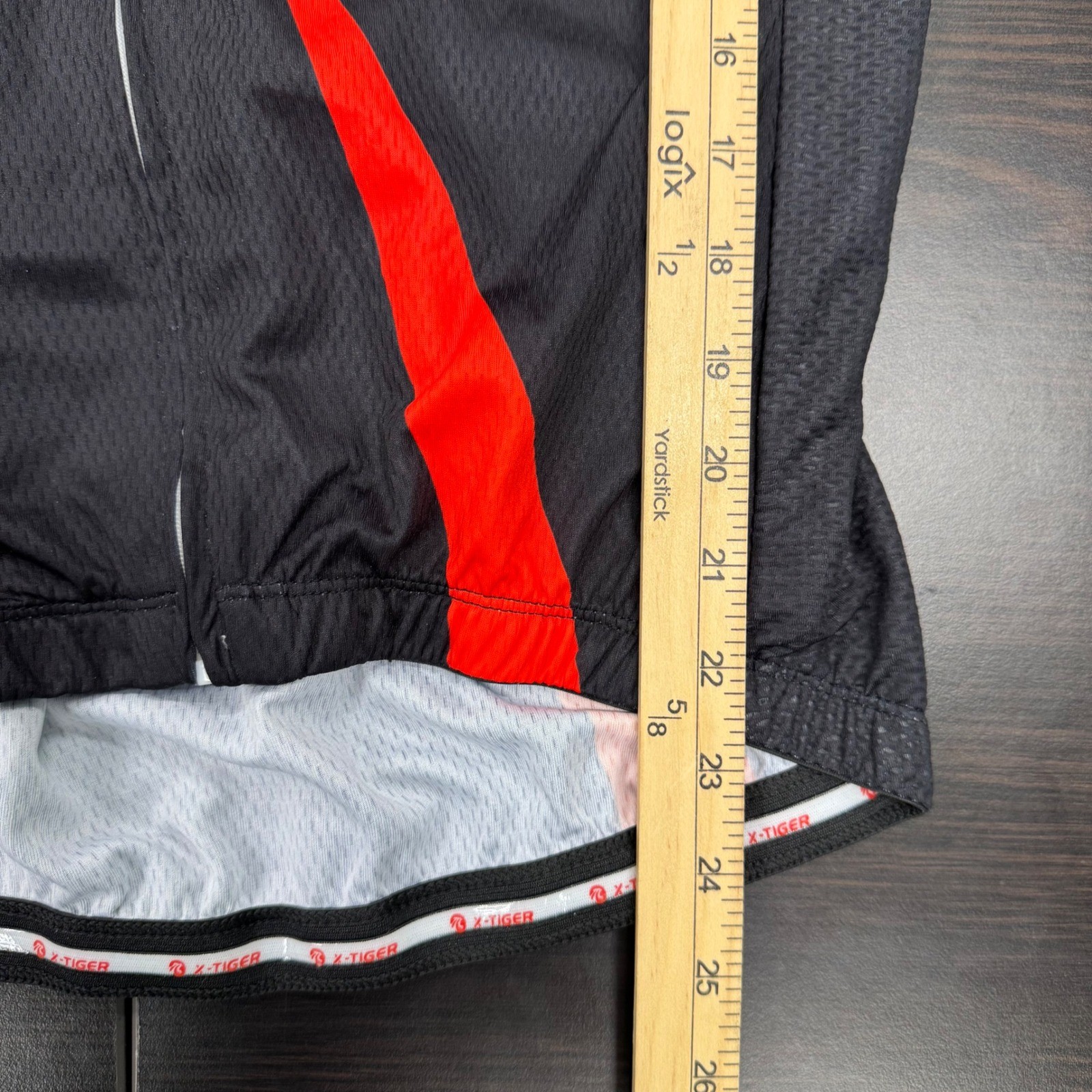 X-Tiger Cycling Jersey Mens Large Black Red White Excellent Lightning Bolt Zip