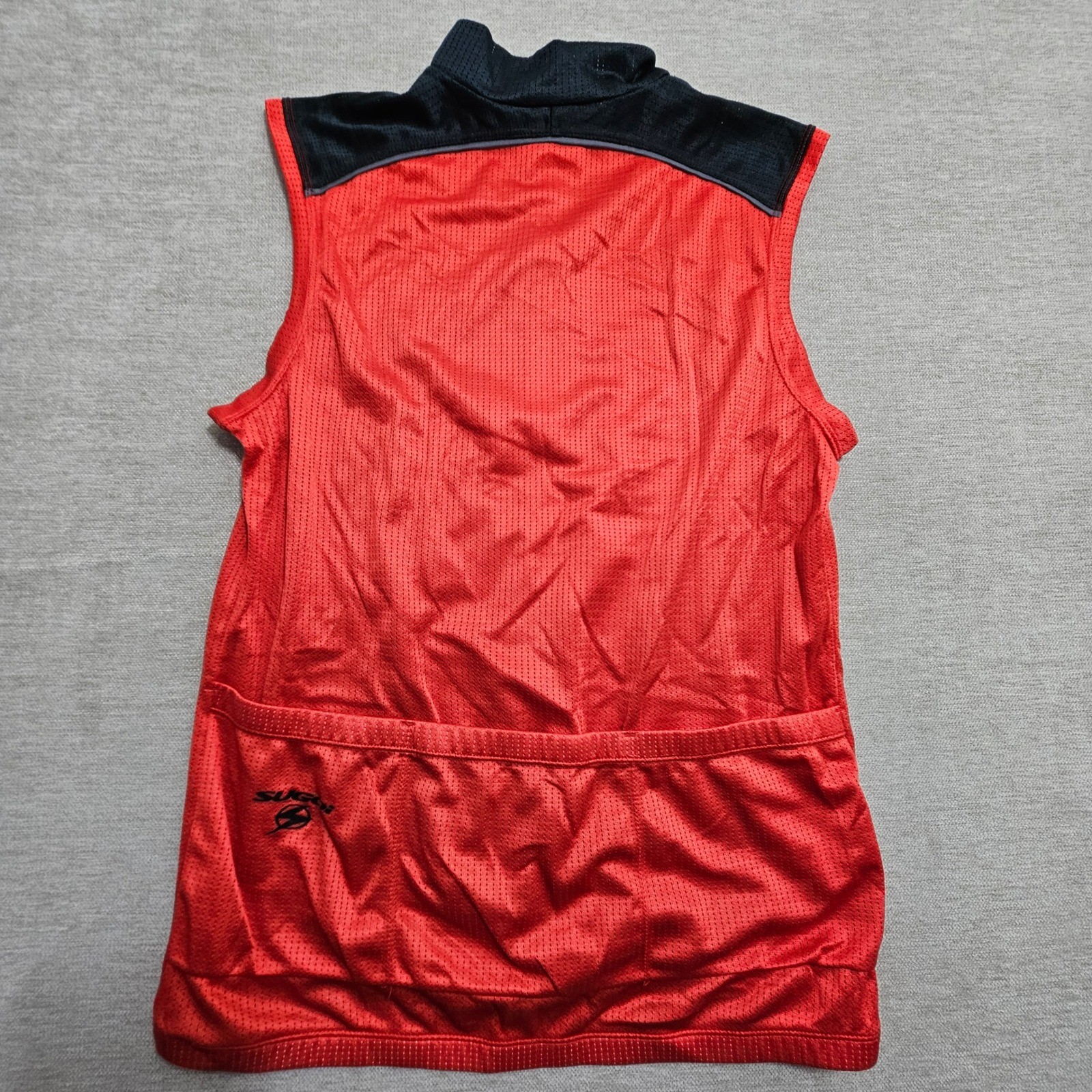 Sugoi Cycling Jersey Vest Large Red Coretech Mesh Sleeveless Quarter Zip Pocket