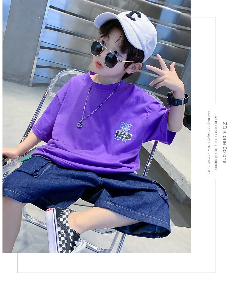 Glow-in-the-dark Boy Cotton T-shirt Summer 2025 New Short Sleeve Summer Designer
