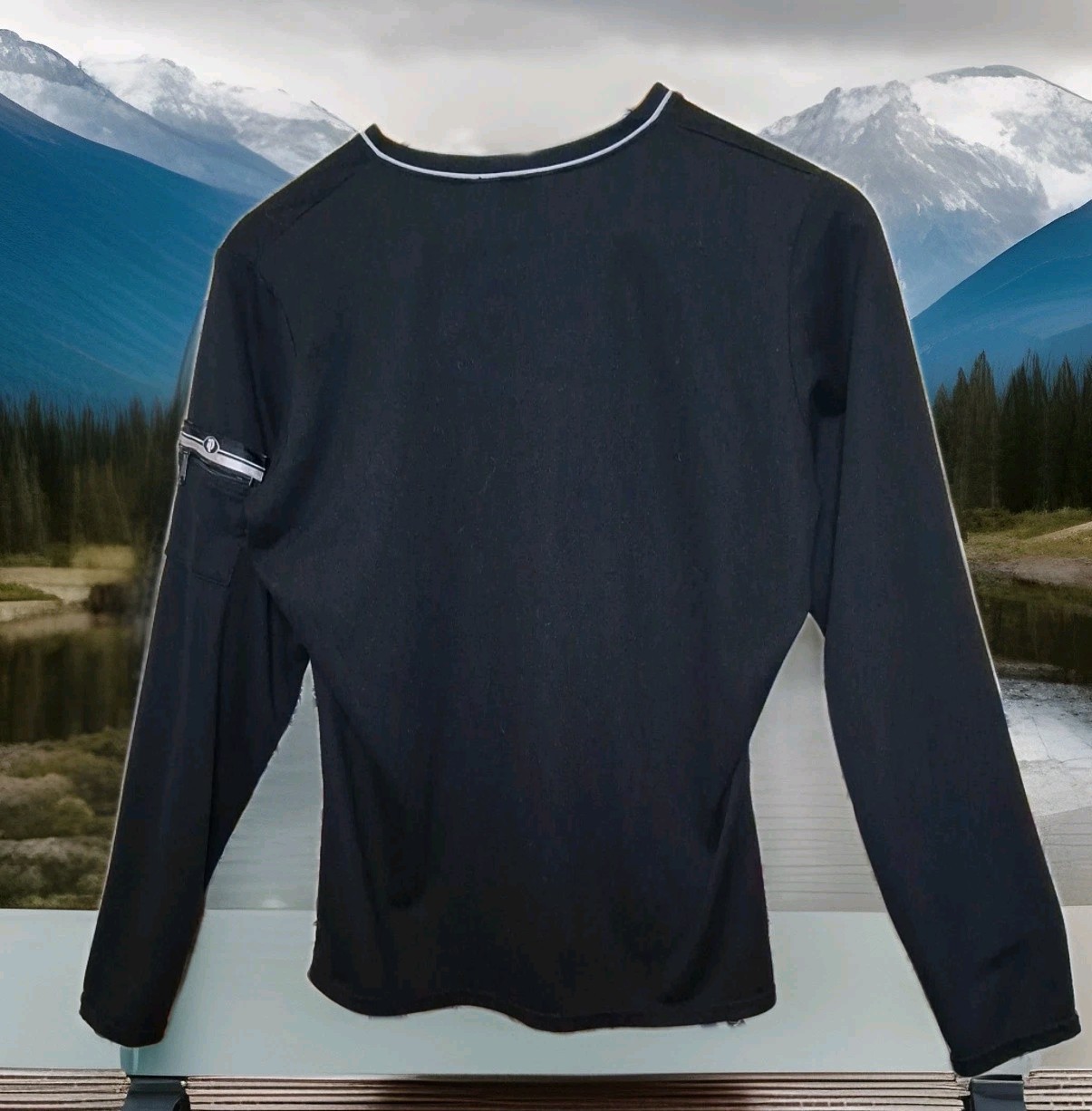 Pearl Izumi Cycling Shirt Women Large Black V-Neck Zip Pocket Long Sleeve EUC