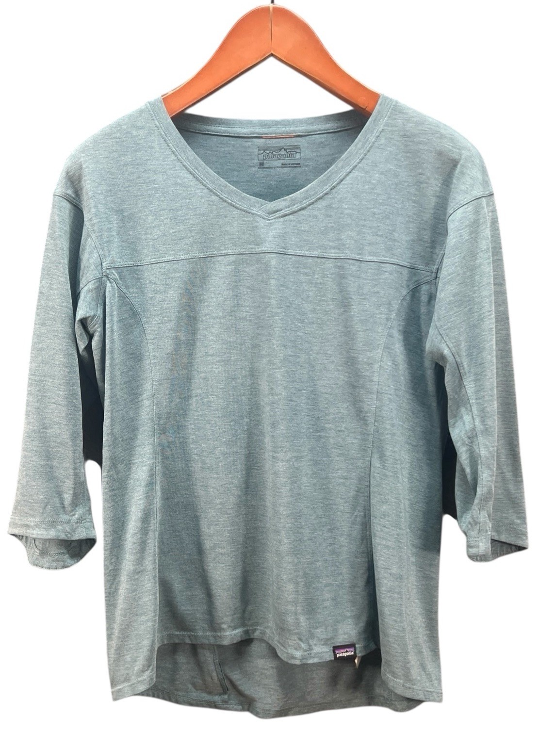 Patagonia Men’s Size Medium Nine Trails Bike Jersey Gray 3/4 Sleeve Shirt 24425