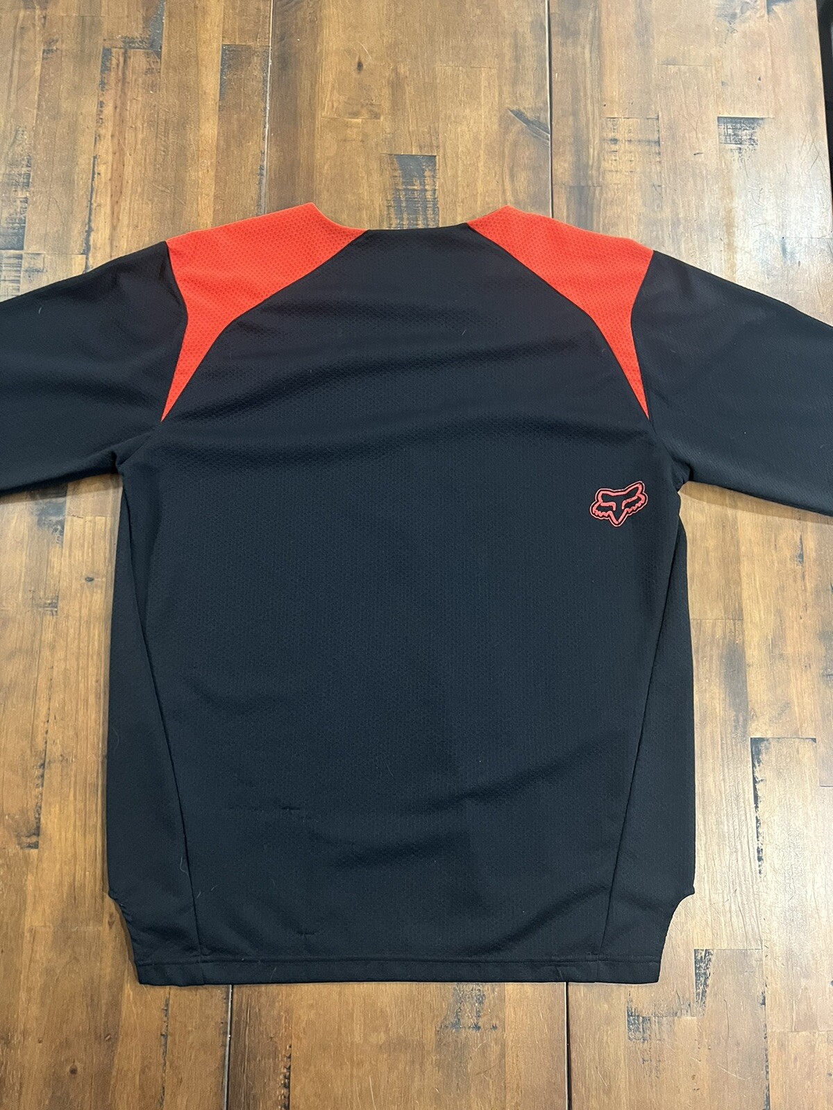 fox racing deluxe mesh jersey long sleeve Mens Large Logo Black And Red