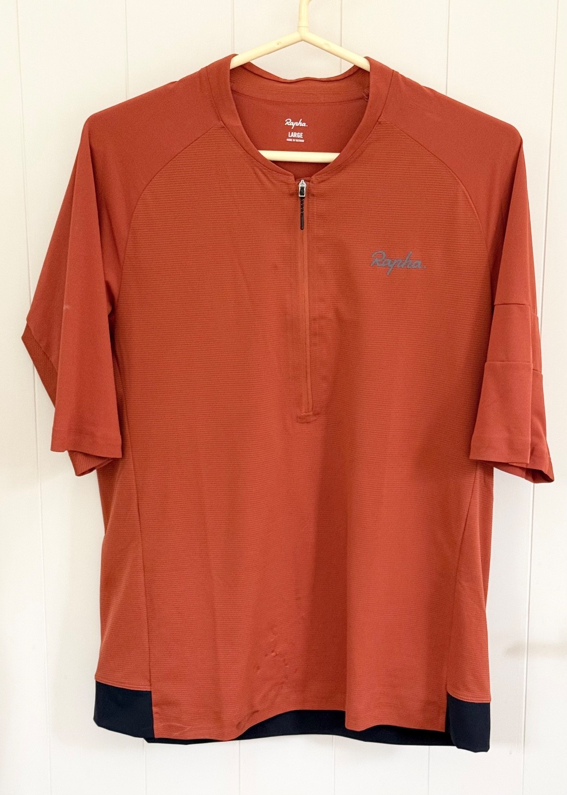 RAPHA Men’s Explore Zip Neck Technical T-shirt, Large, Dark Orange