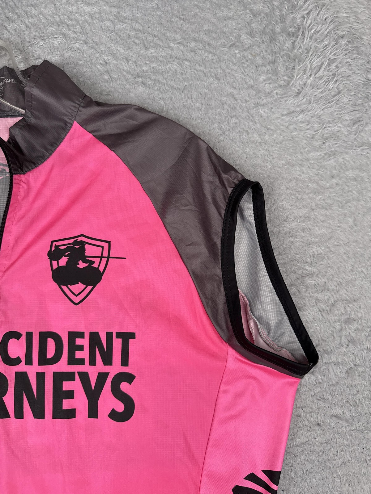 BAA Custom Apparel Cycling Vest Men Small Pink Full Zip Bike Attorneys Windshirt