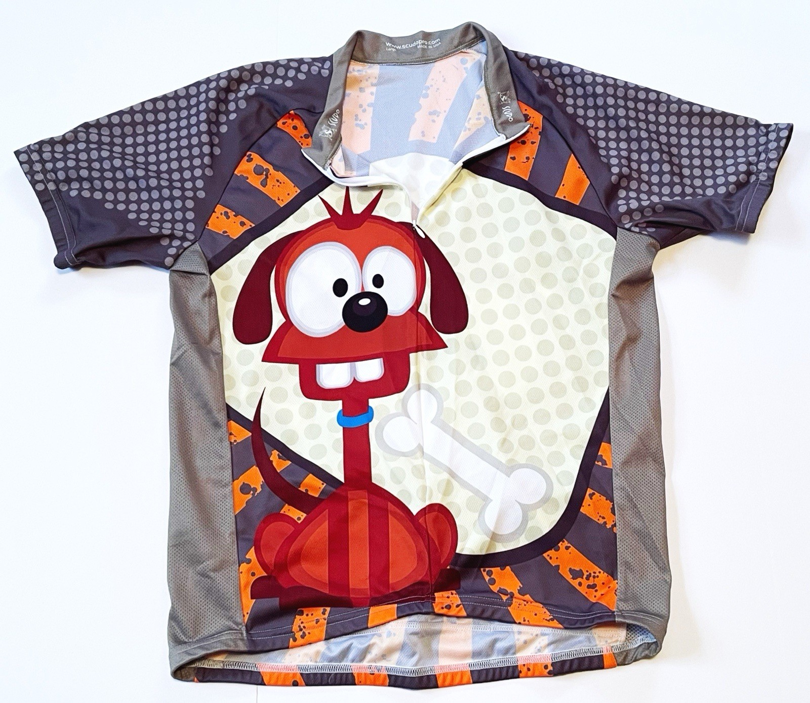 Scudo Cycling Shirt 3/4 Zip With Bottle Holder Men’s Large Dog Bone VG