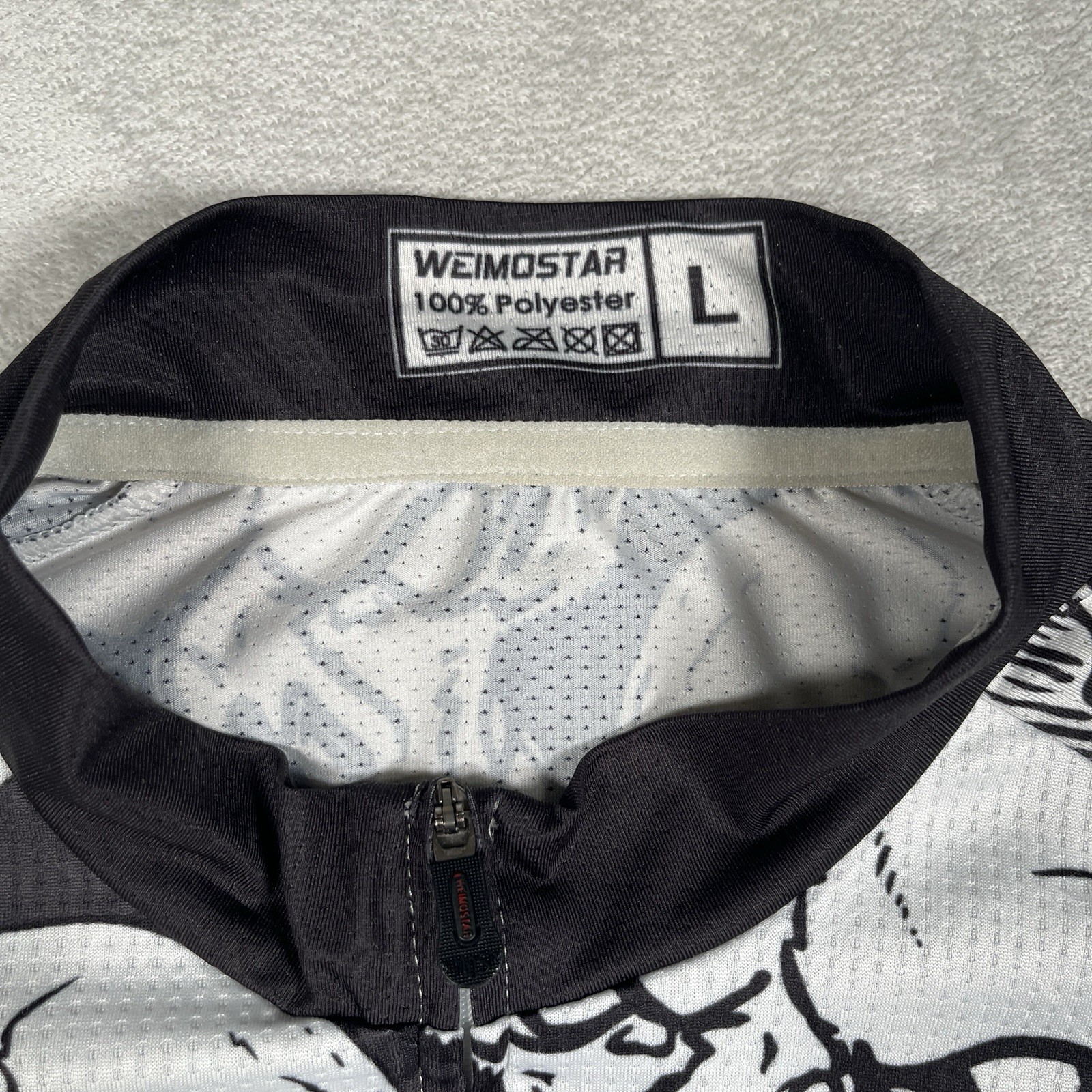 Weimostar Cycling Skulls Jersey Mens Large Full Zip Pockets Biking Bike
