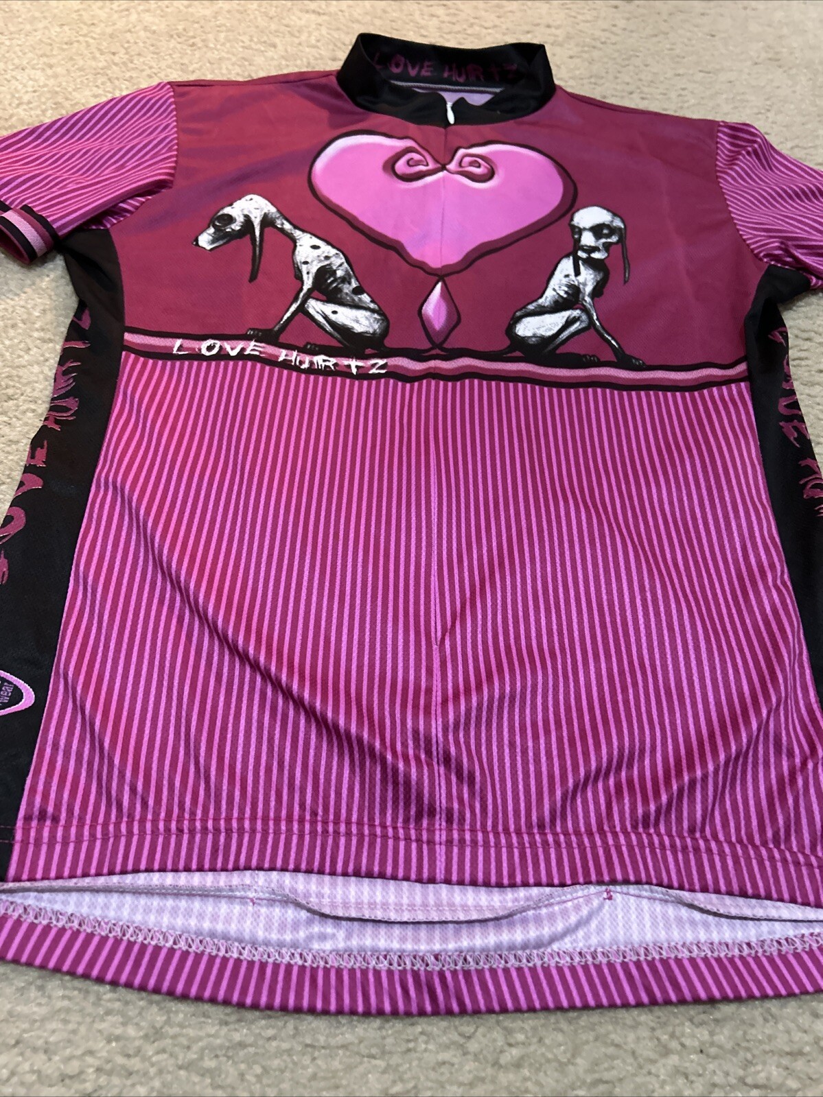 Primal Wear Womens 3/4 Zip Cycling Jersey Love Hurtz Heart Greyhound Dog Size XL