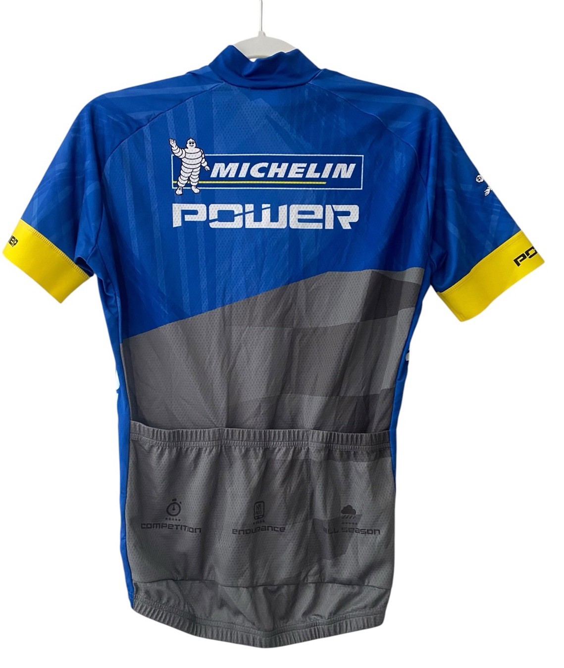 Goodicom Cycling Jersey Michelin Power Competition Mens Medium Blue Gray Yellow