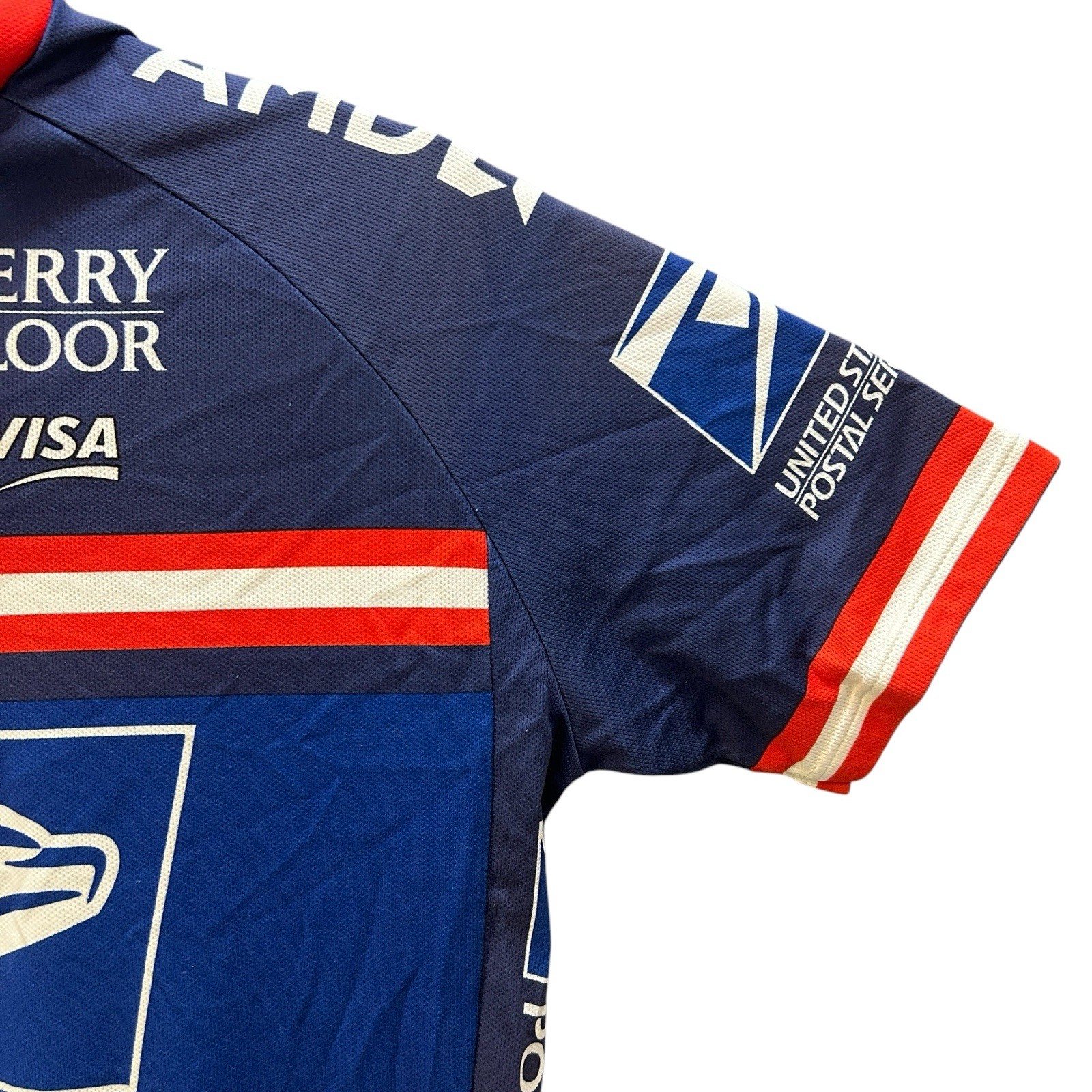Nike Dri Fit Mens Trek Subaru USPS Postal Service Y2K Cycling Jersey Blue Medium