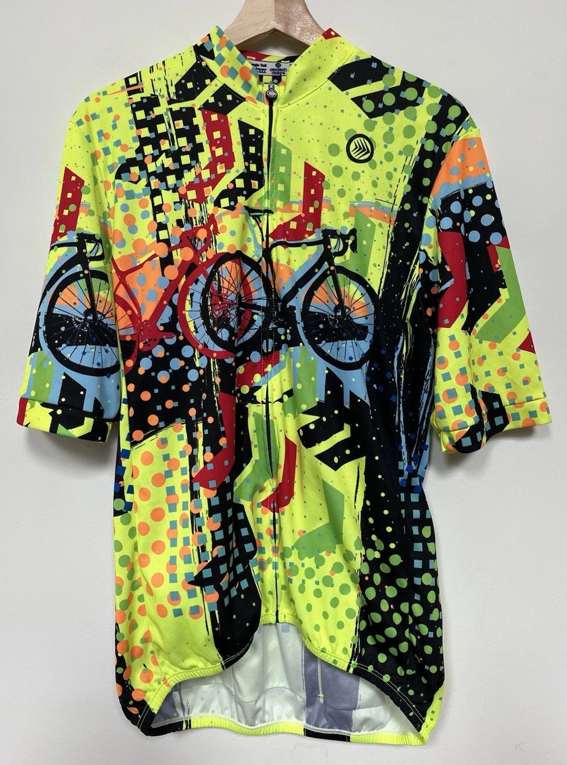 Aero Tech Designs Cycling Jersey Shirt XL Abstract Bright Back Pockets Full Zip
