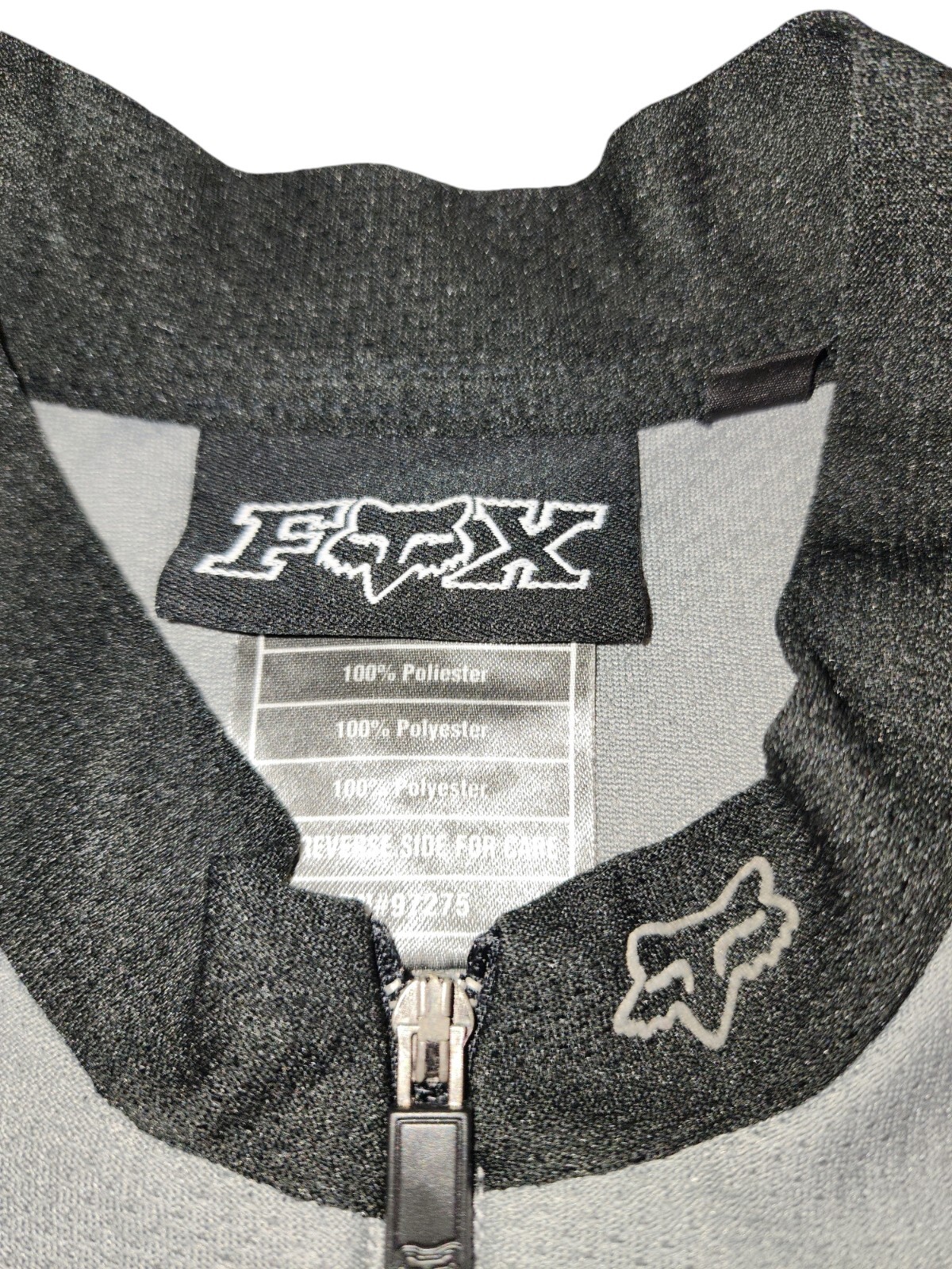 Fox Racing Shirt Gray Black Bike Jersey 1/2 Zip Polyester Back Pocket Mens S