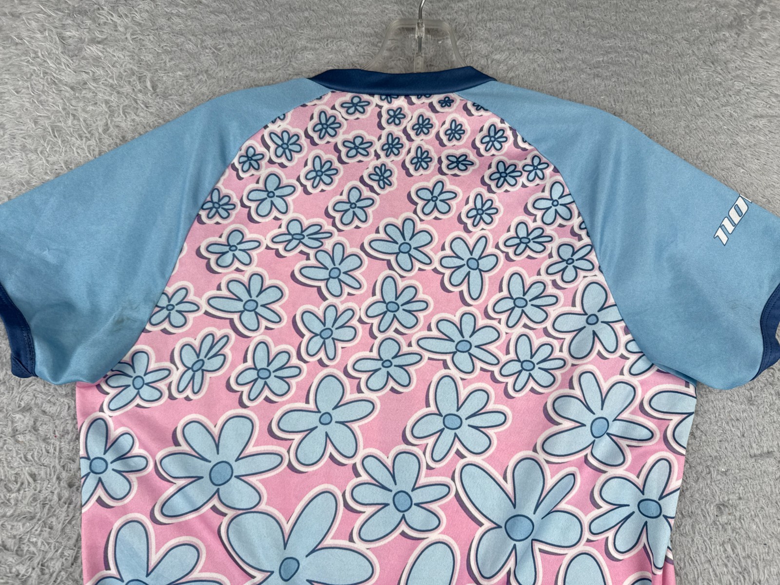 REI Cycling Jersey Women Medium Pink Blue Floral 1/2 Zip Polyester Pockets