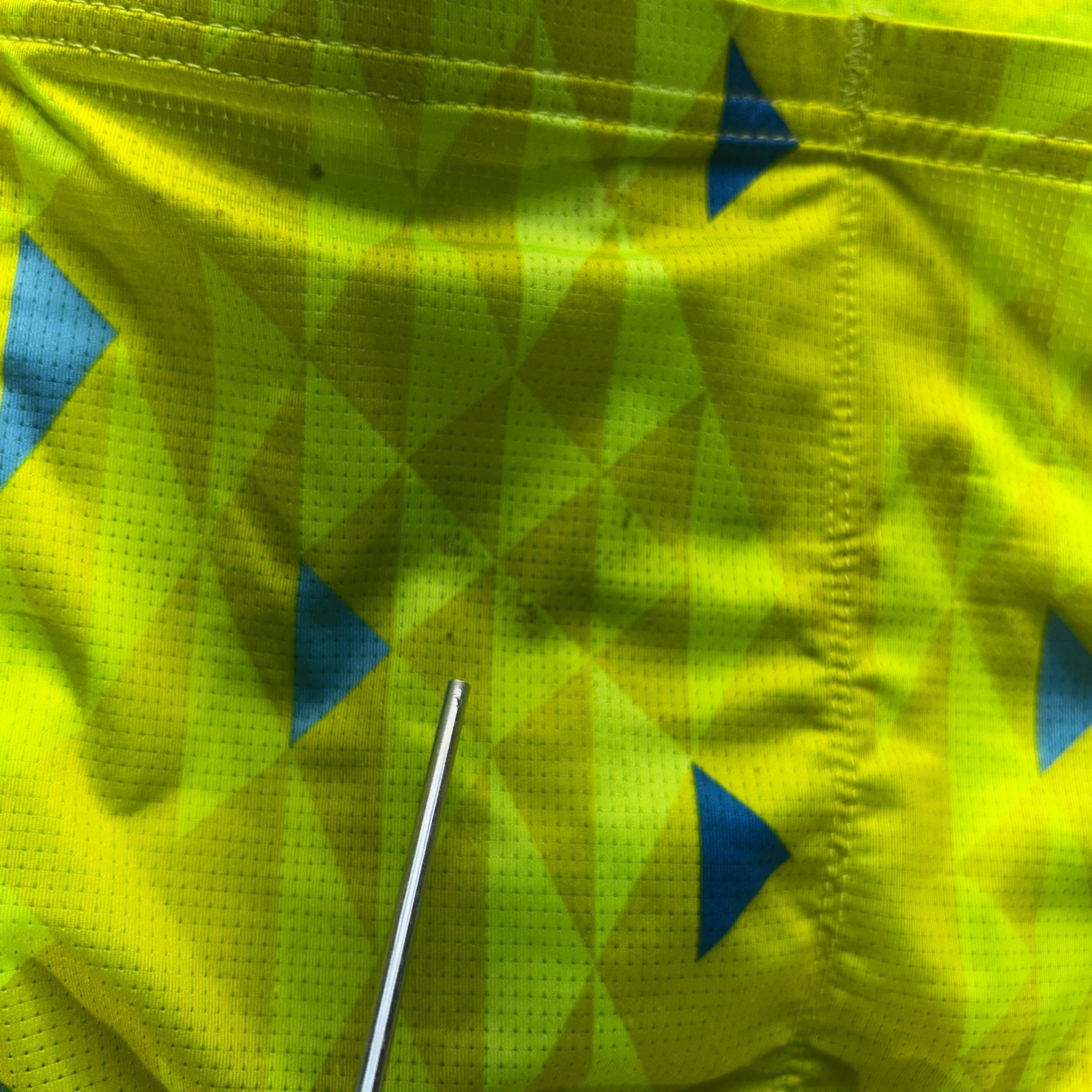 Pactimo Mens Cycling Jersey Medium Neon Yellow Green Geometric Short Sleeve Zip