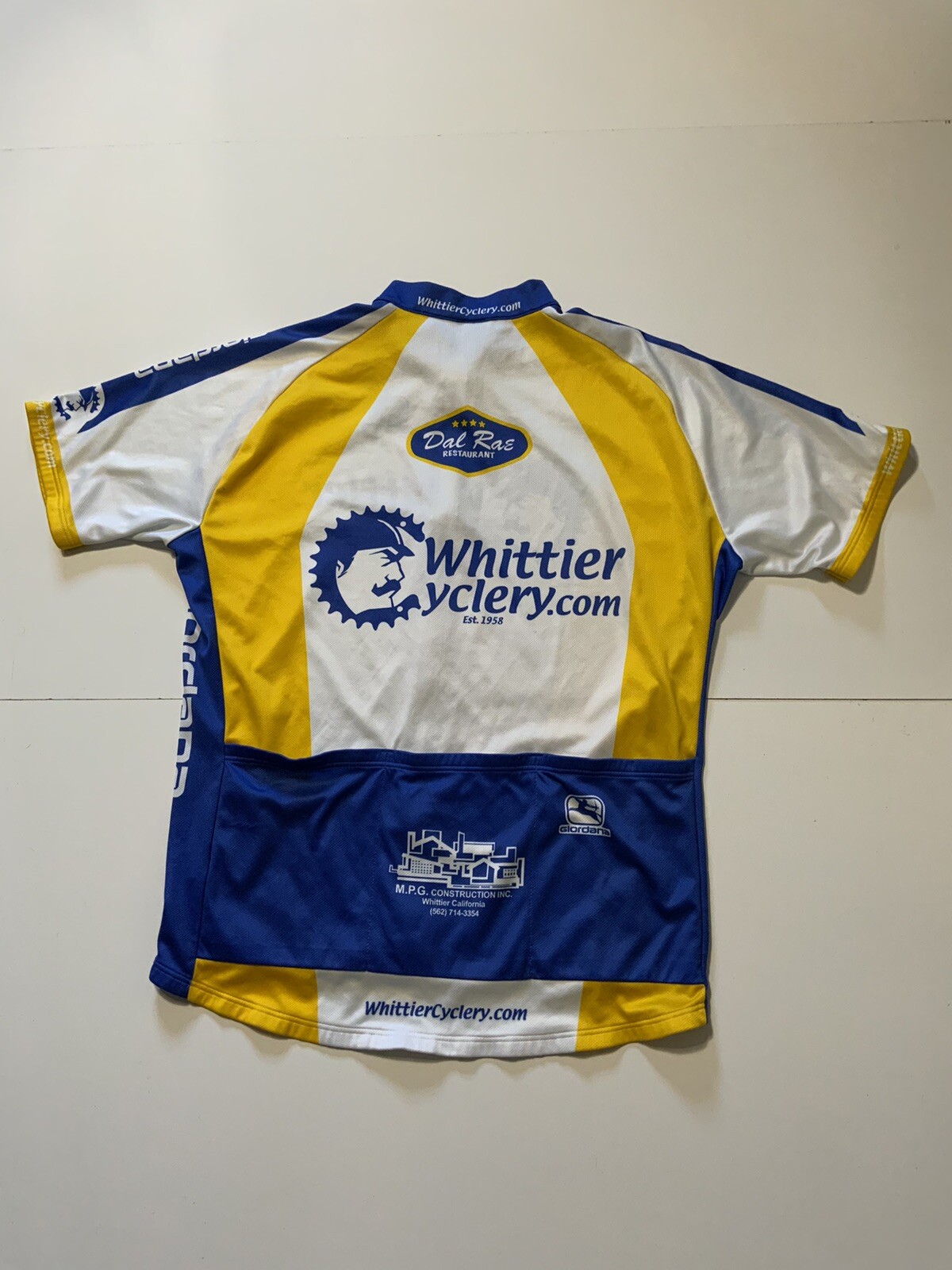 Giordana Whittier Cyclery Cycling Bike Full Zip Lightweight Unisex S/S Jersey