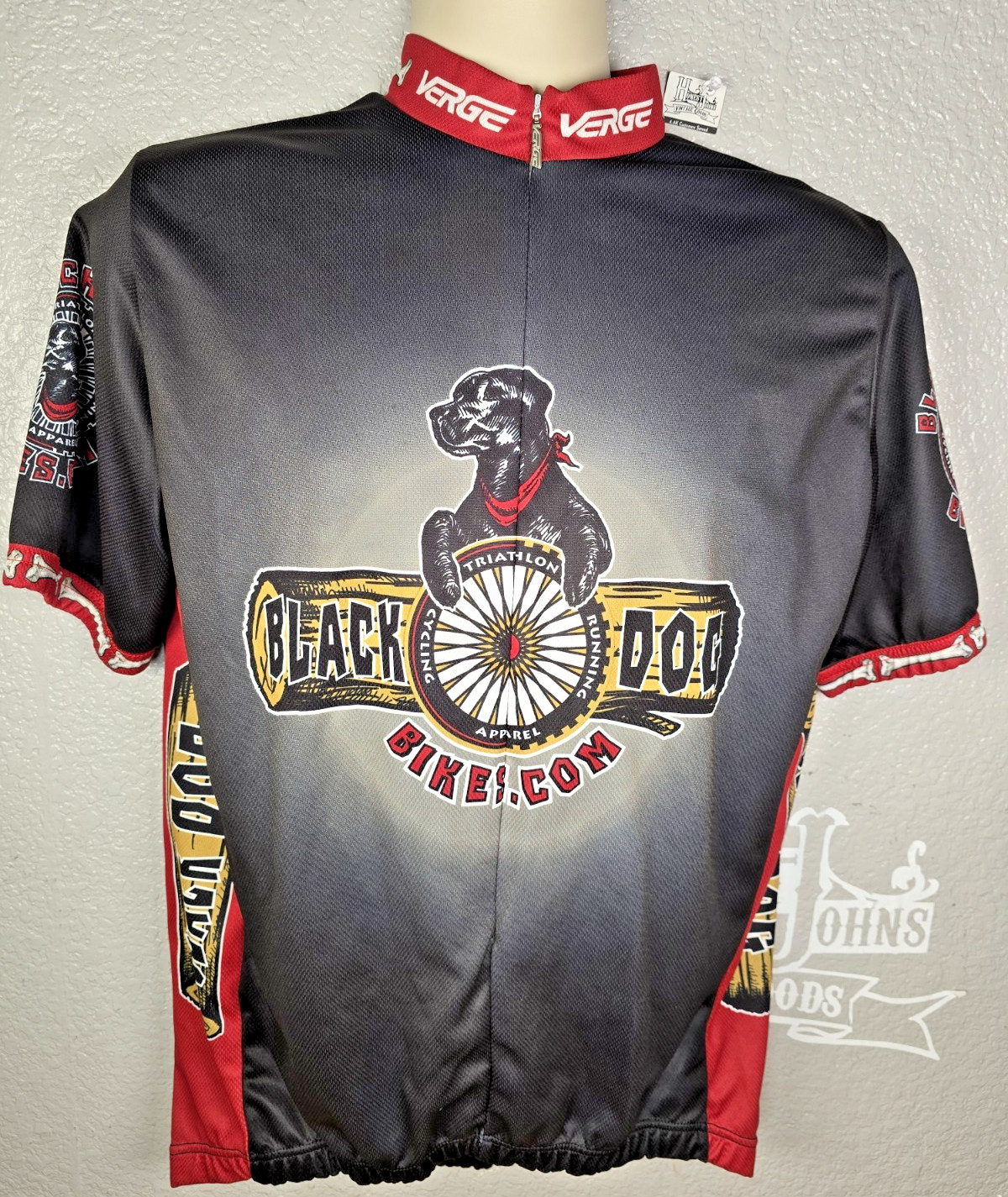 Vintage Verge Black Dog Triathlon Cycling Jersey Men’s L Short Sleeve Bike Shirt