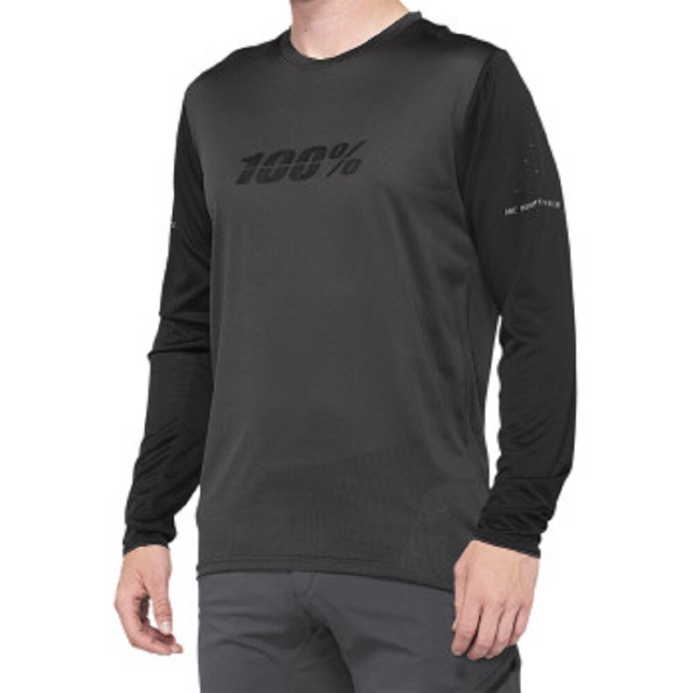100% Ridecamp Long-Sleeve Jersey – Black/Charcoal – Men’s Size Small