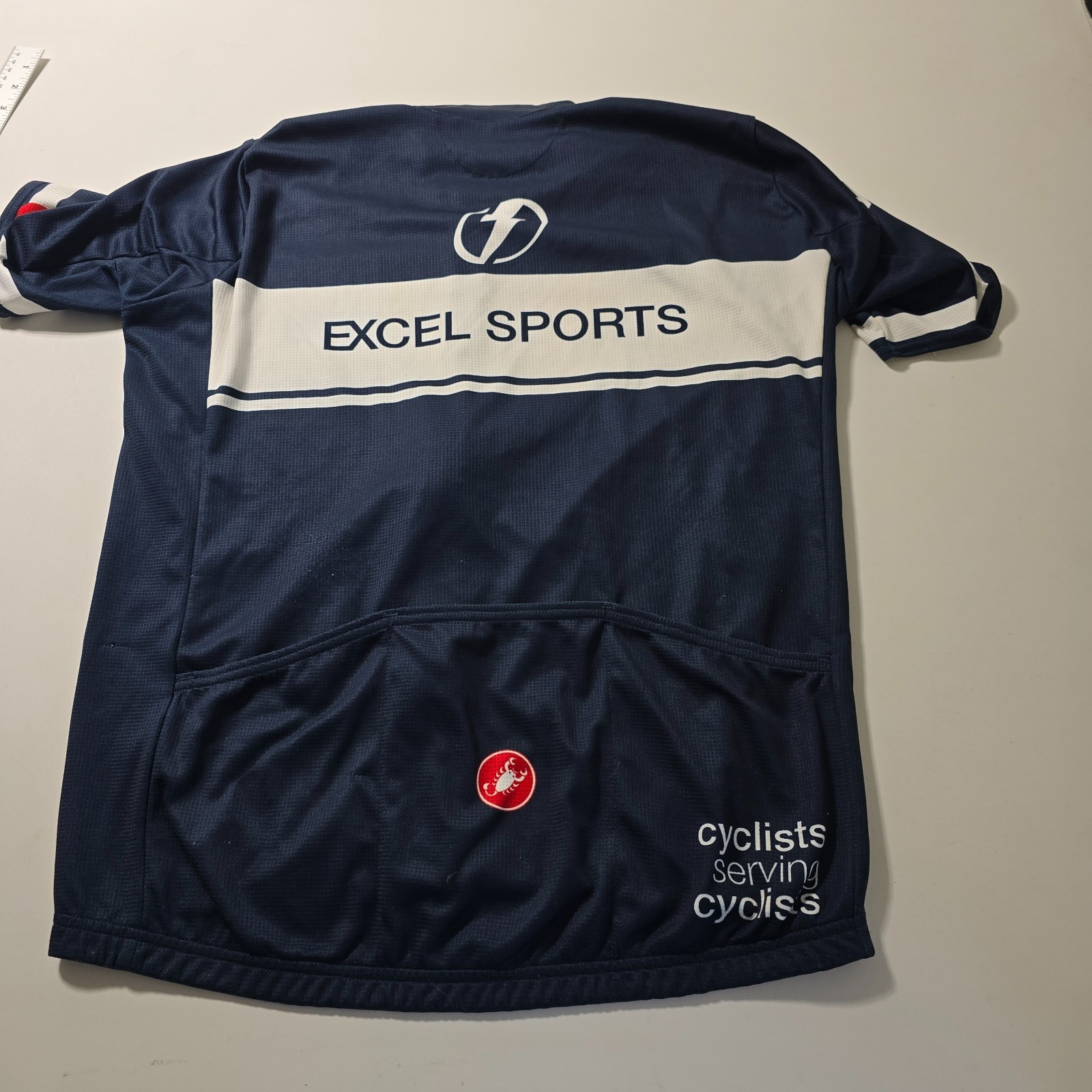 Castelli Cycling Jersey Mens 2XL Blue Excel Sports Graphic Full-Zip Short Sleeve