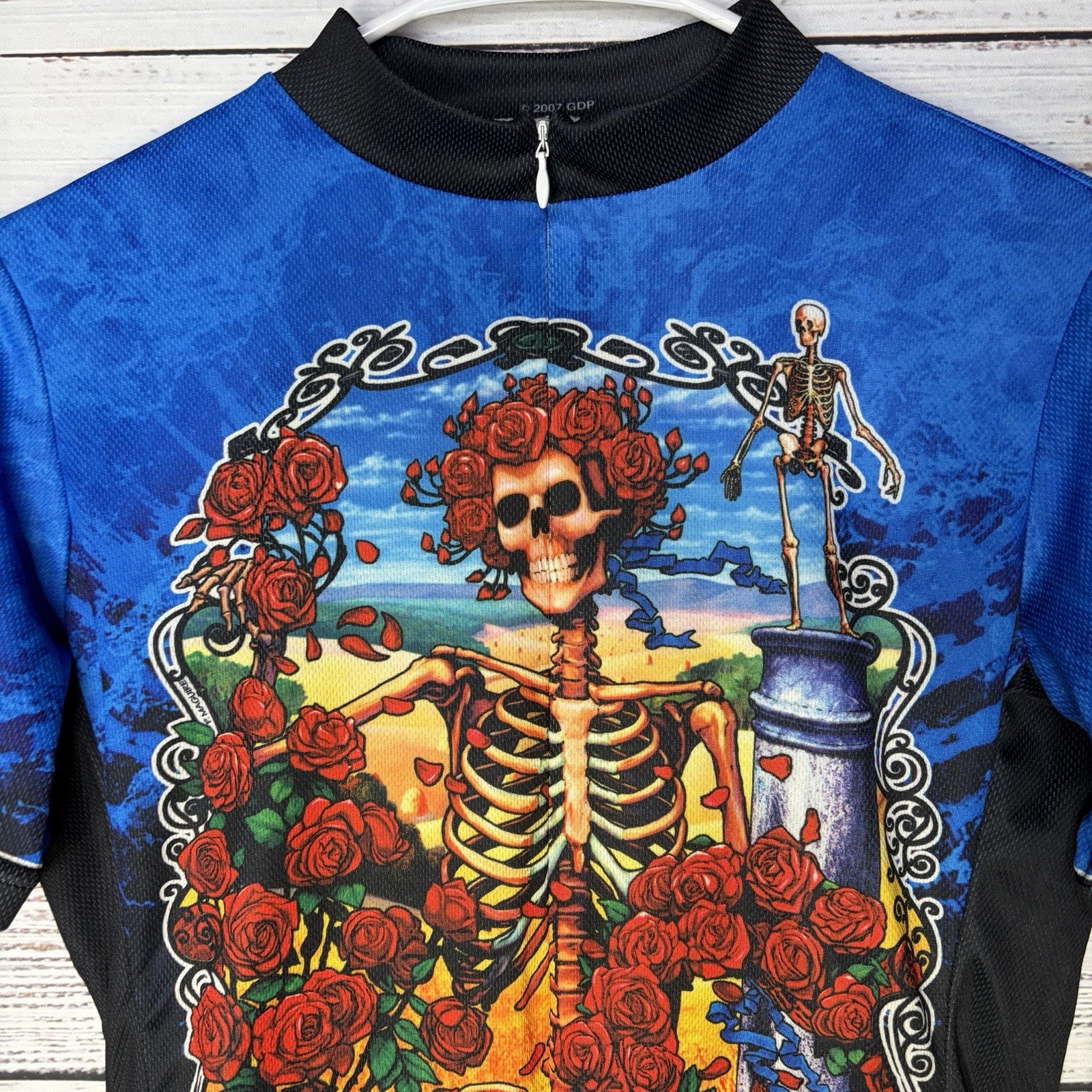 Primal Wear Grateful Dead Cycling Jersey Shirt Full Zip Skeleton Bertha Small