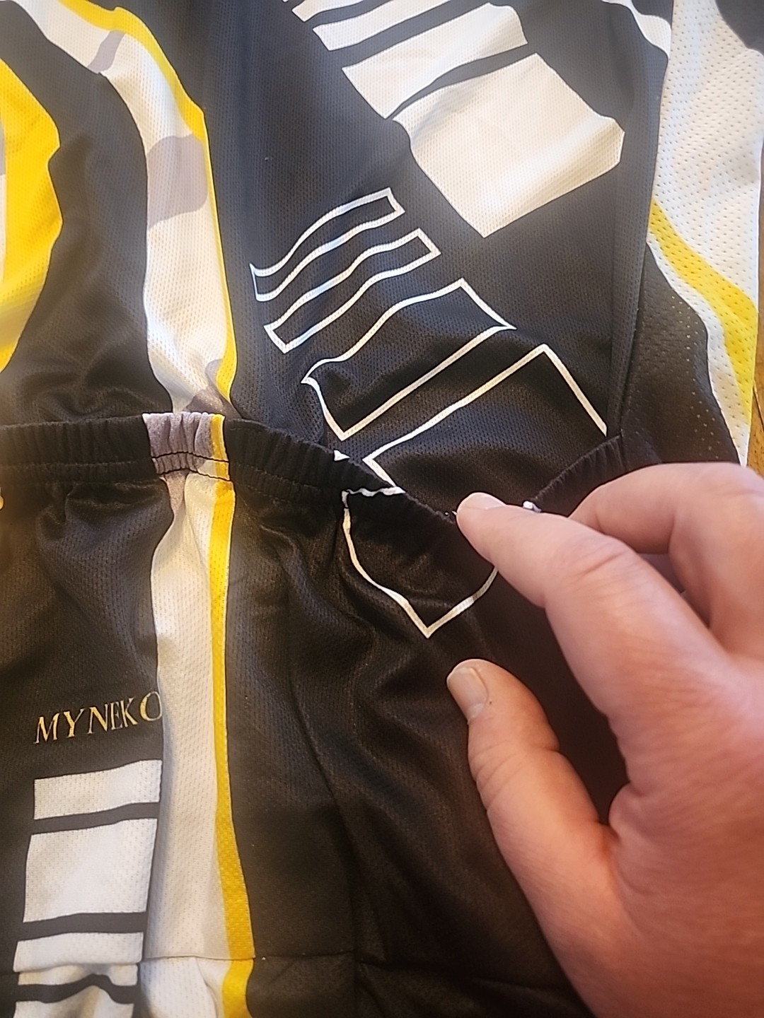 Myneko Bicycle Jersey Mens XXXL 100% Polyester Full Zip Black/White/Yellow