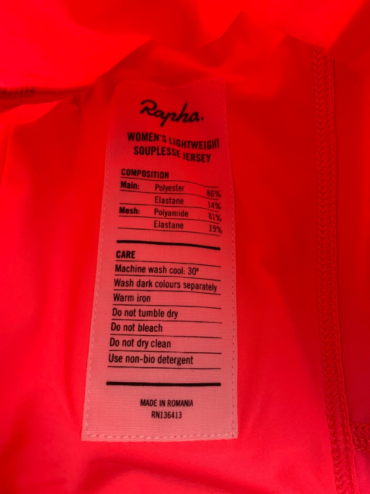 New RAPHA Women’s Lightweight Souplesse Jersey High Viz Pink Size XXS