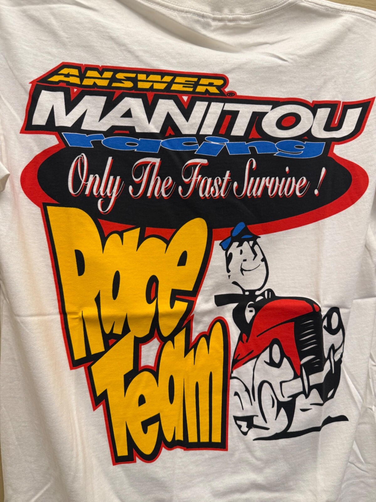 Answer Manitou Bike Racing Team Issue White Tee Medium made in USA -100% cotton